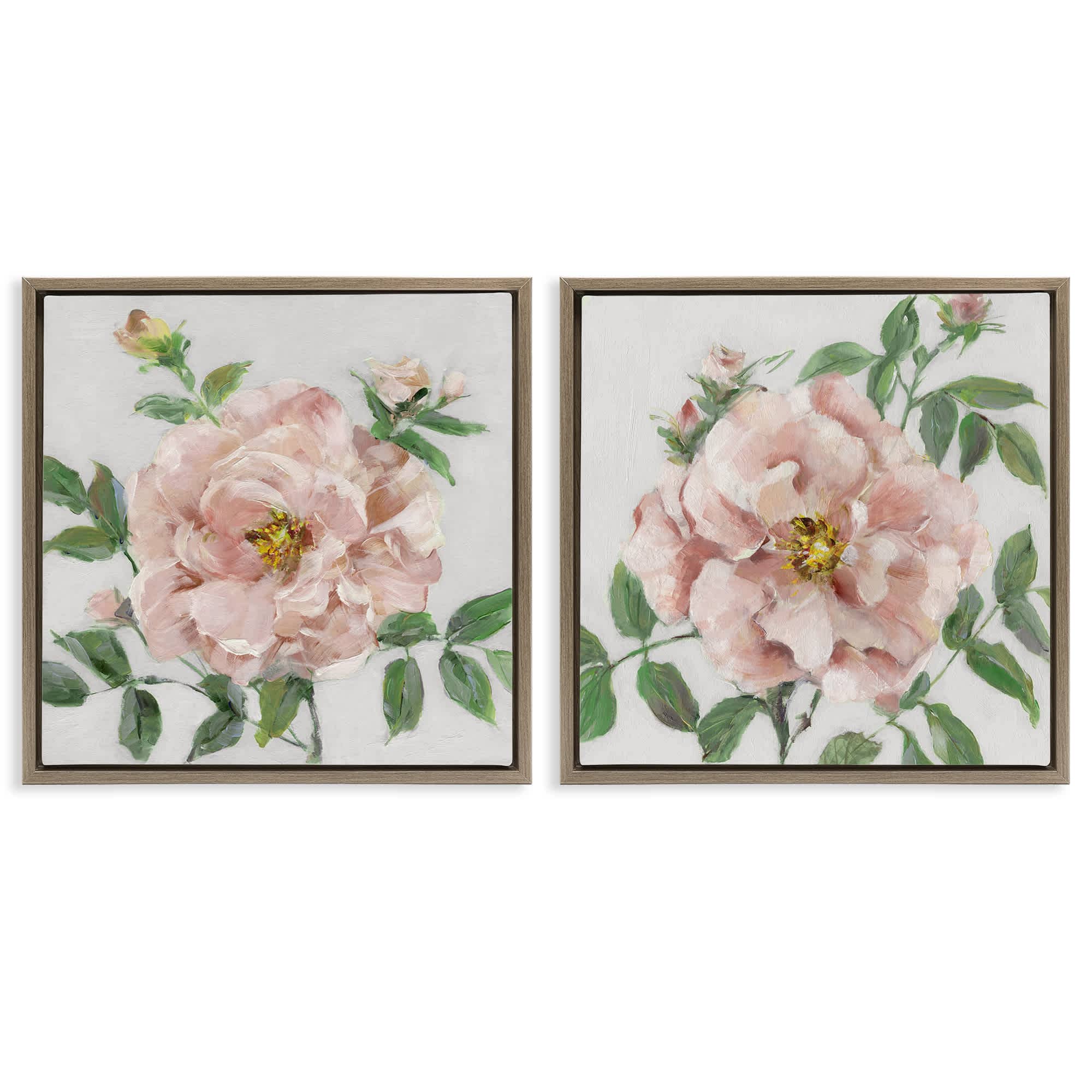 Stupell Industries B2-730-FFE-2PC-17X17 Soft and Subtle Peonies 2pc Floating Frame Set design by Sally Swatland