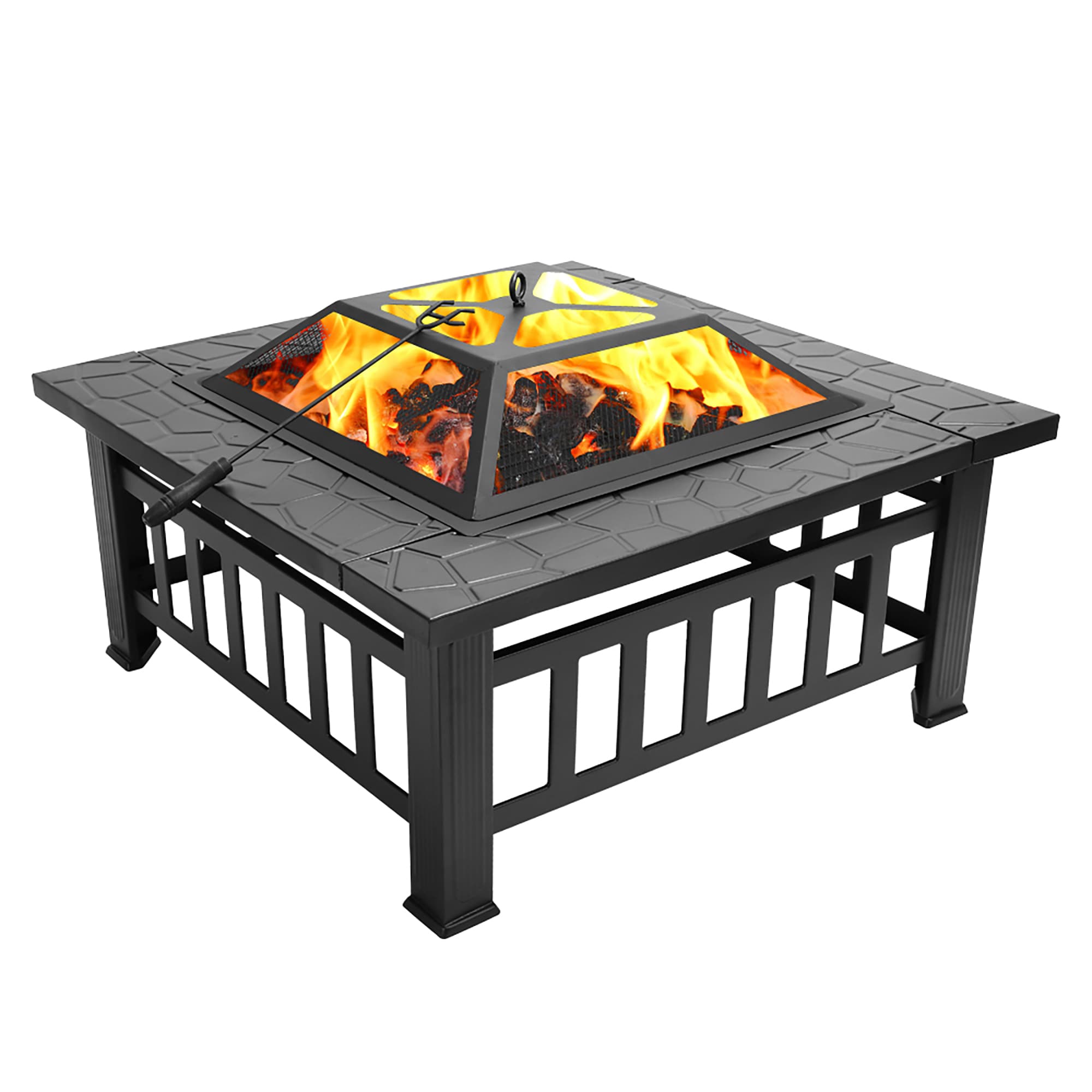 CASAINC WF-D0102HHC9LA-AA Fire Pit Table Firepit Stove Fireplace 32-in W Black Iron Wood-Burning Fire Pit