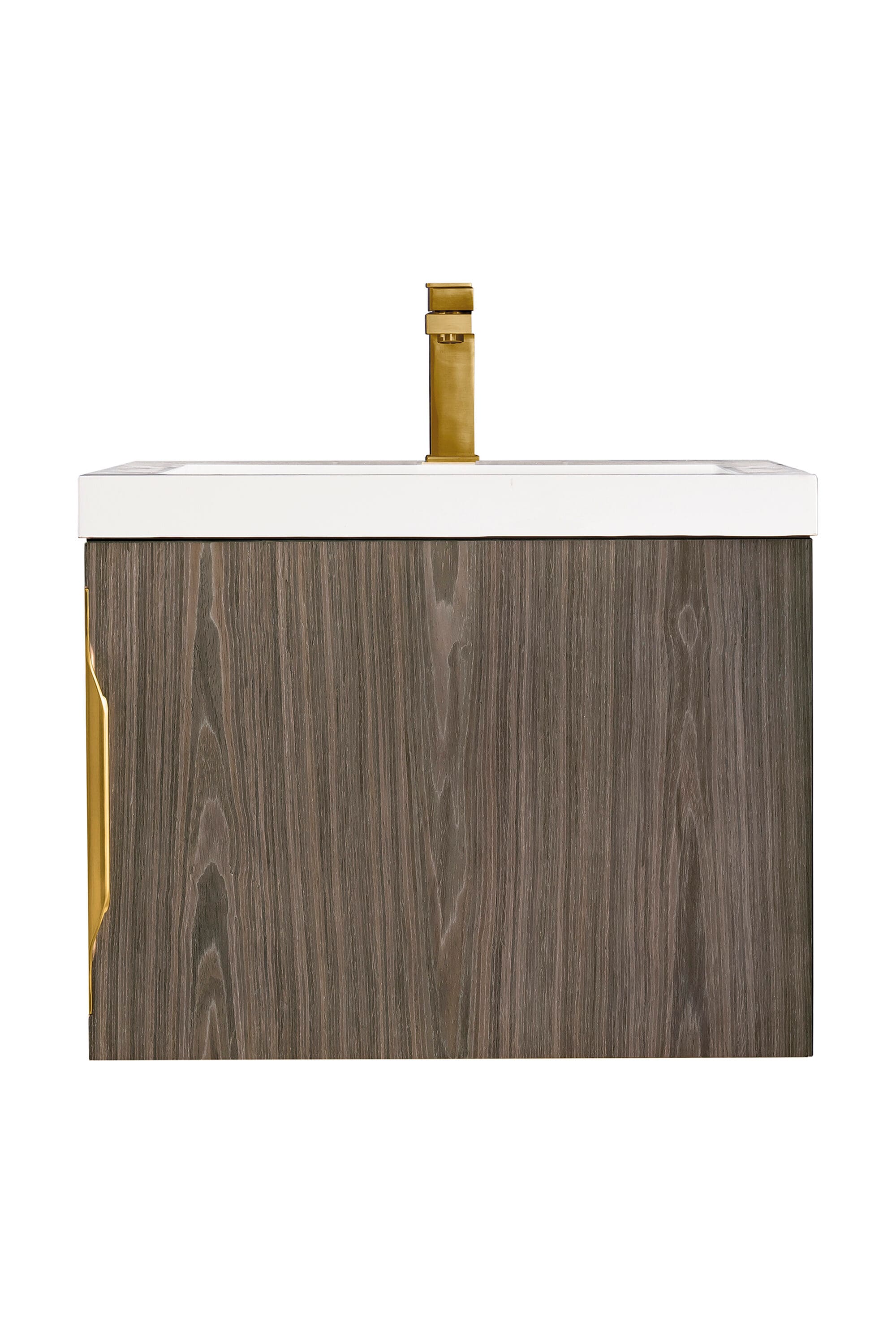 Ash Gray Engineered Wood Wall-Mount Vanity with Mineral Composite Top