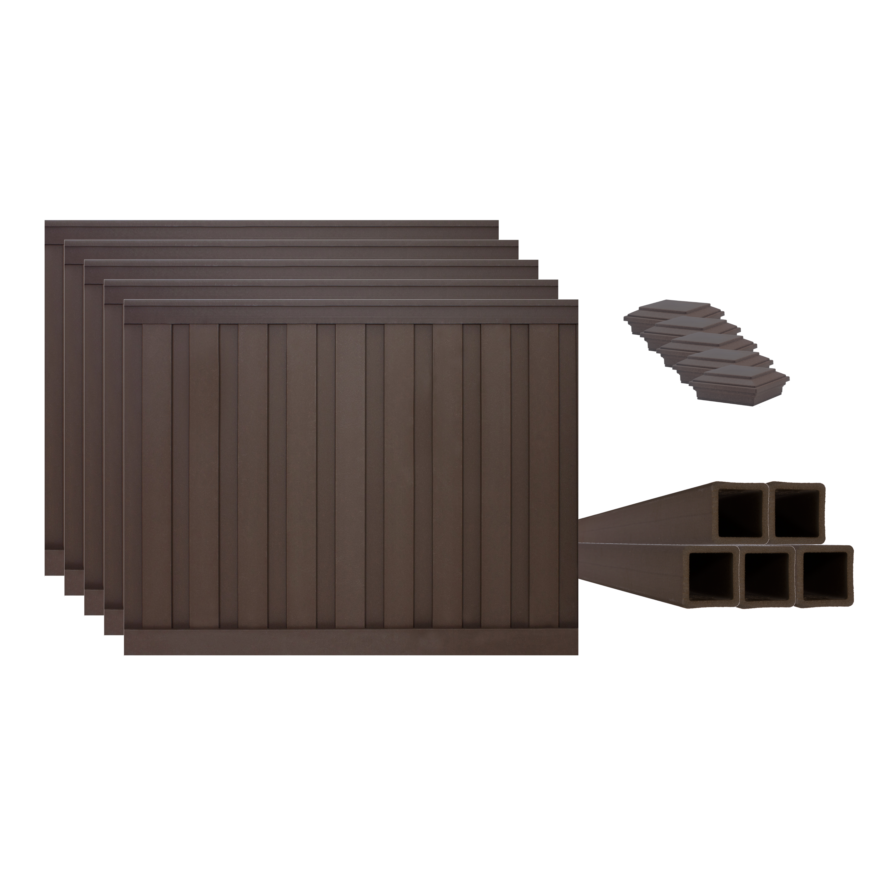 Trex Fencing 8-ft H x 8-ft W 5 -Pack Woodland Brown Board-on-board Privacy Composite Fence Panel