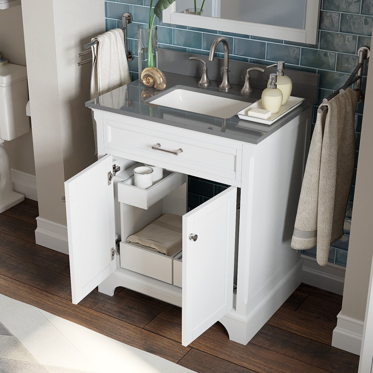 allen + roth Roveland 30-in White Undermount Single Sink Bathroom ...