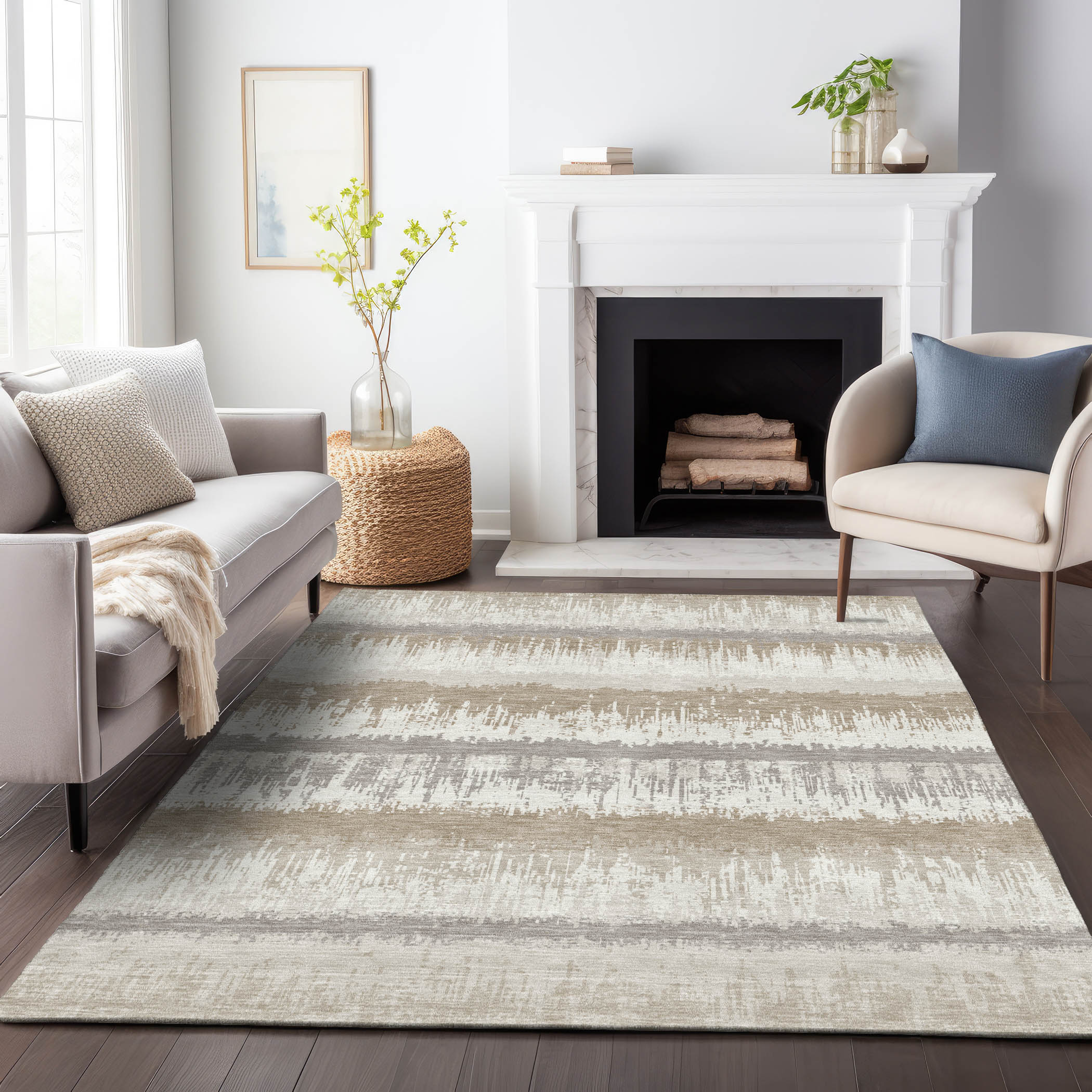 Addison Rugs ACN1013IV8X10 Chantille ACN1013IV 8 x 10 (ft) Polyester Ivory Rectangular Indoor/Outdoor Geometric Machine washable Area rug