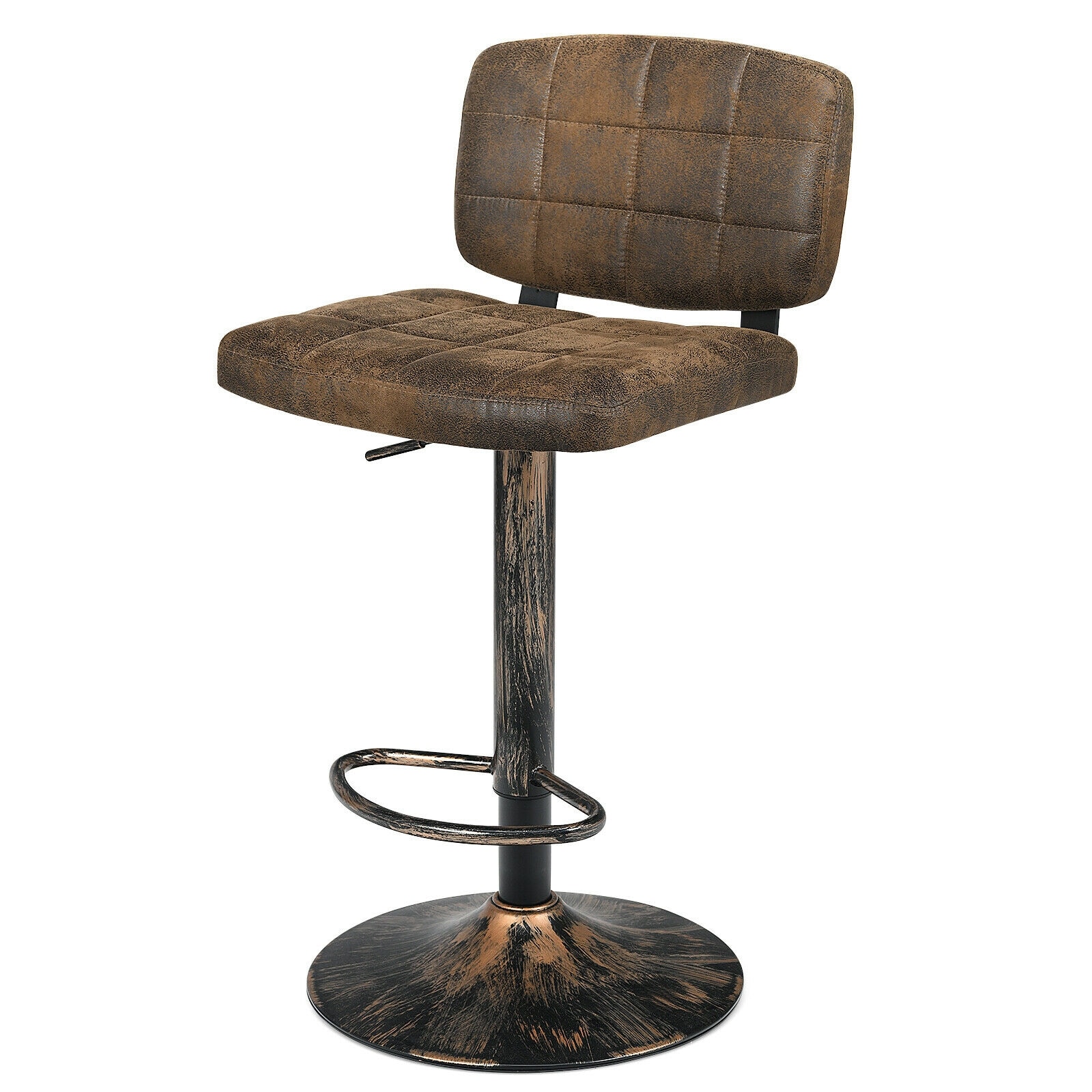 SUGIFT Set of 2 Vintage Swivel Bar Stools with Adjustable 25-in to 33 ...