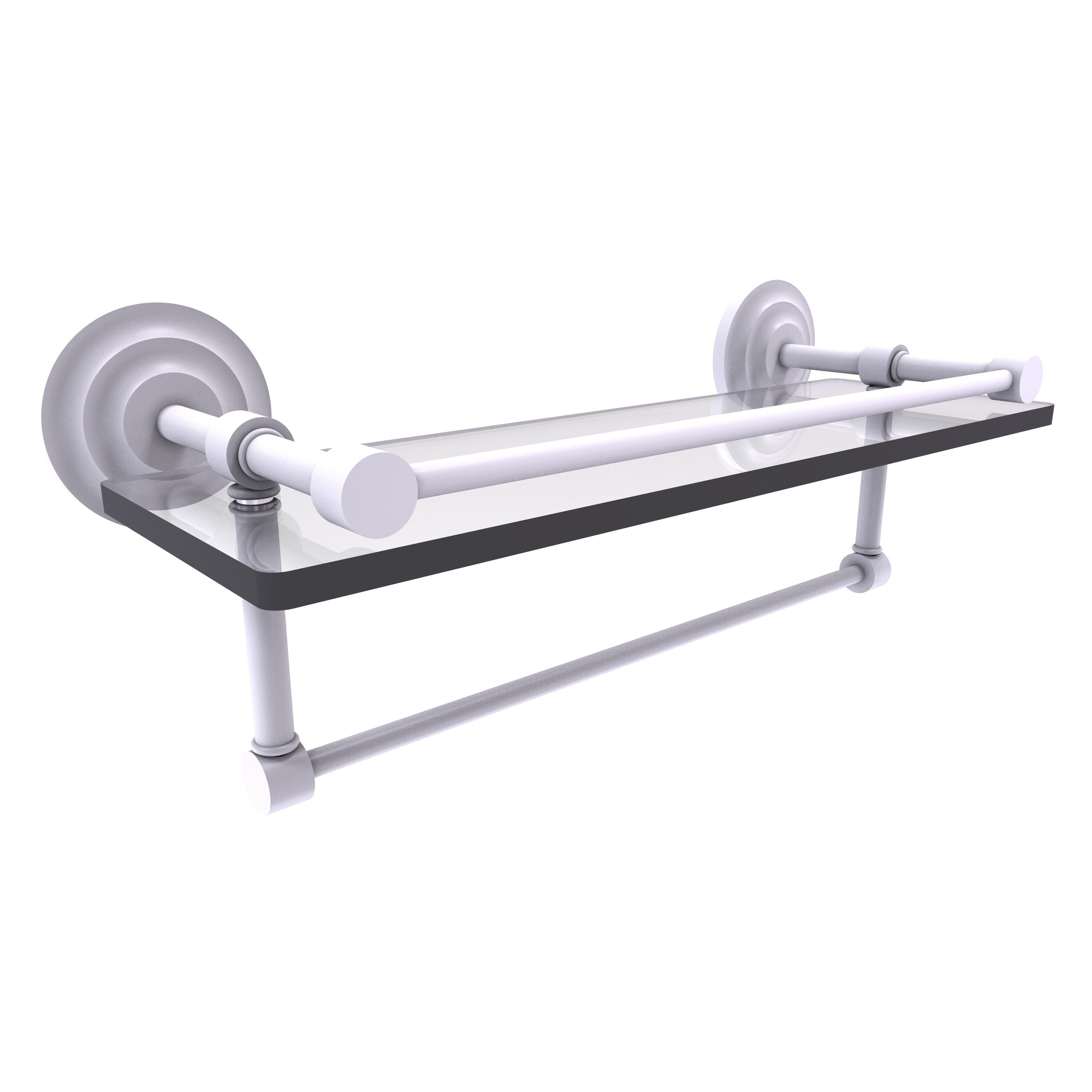 Allied Brass QN-1TB/16-GAL-WHM Que New Matte White Wall mount Bathroom Shelf ( 16-in x 5-in x 5-in )
