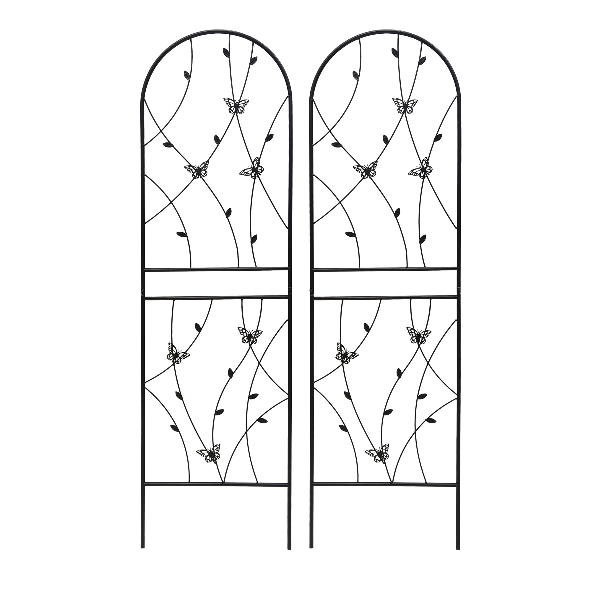 JJJ CRXAFAVLPP9 Garden Trellis 19.7-in W x 71-in H black Iron Garden Trellis For Climbing Plants For Cucumbers For Roses For Tomatoes 2 -Pack