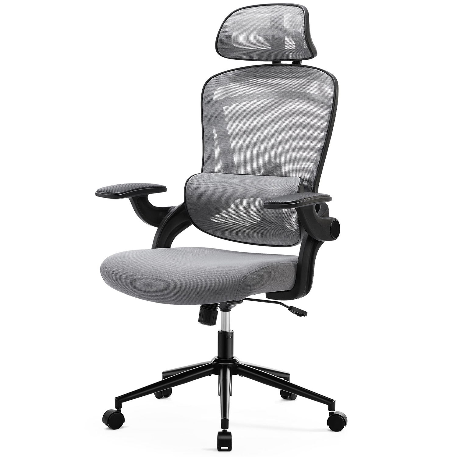 Sumyeg WF-HW60449WH-LA High Back Desk Chair with Adjustable Lumbar Support Gray Modern End Table Assembly Required