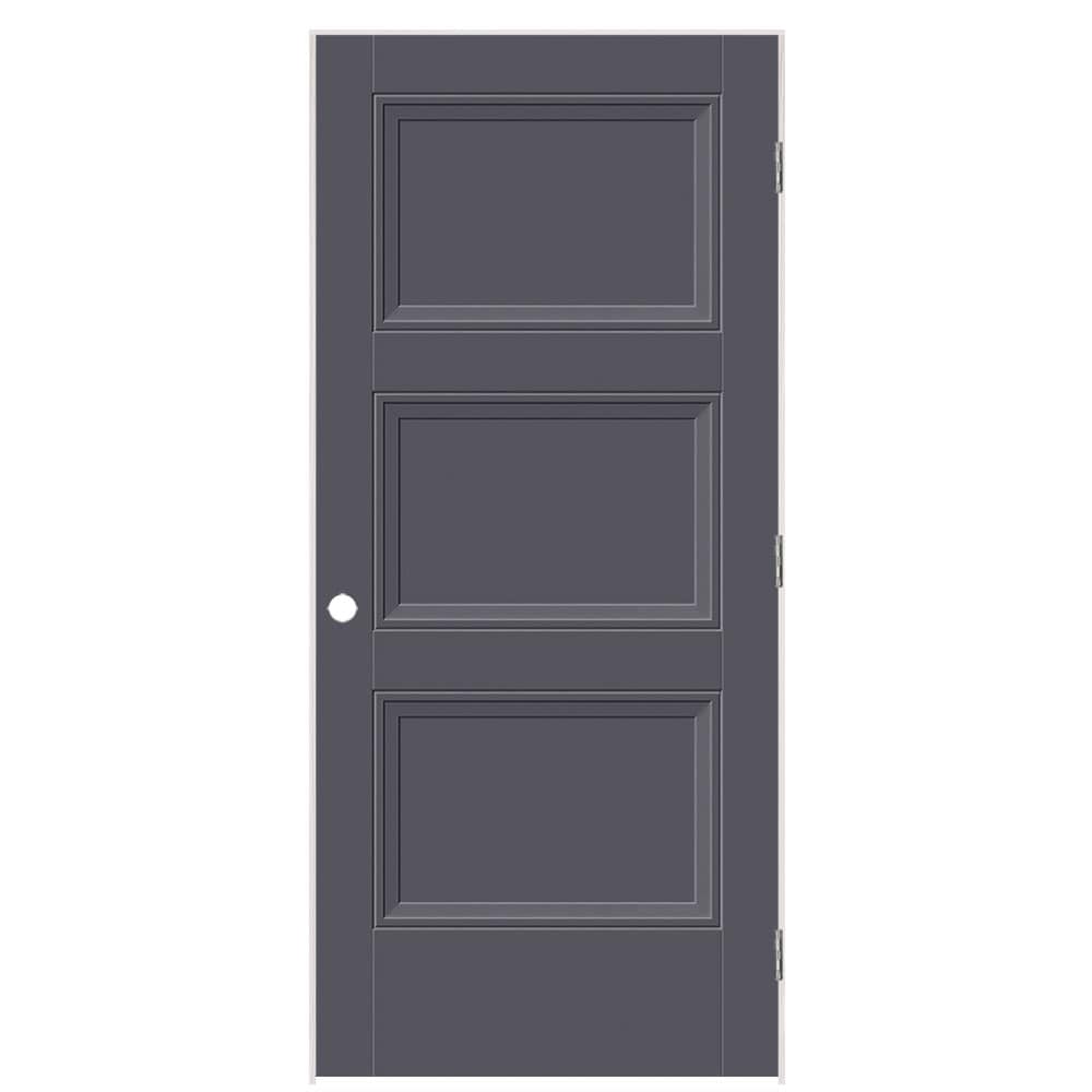 Masonite 1573196 36-in x 80-in Slate Hollow core 3-panel square Left hand Smooth Prefinished Molded composite Flat Jamb Single Prehung Interior Door