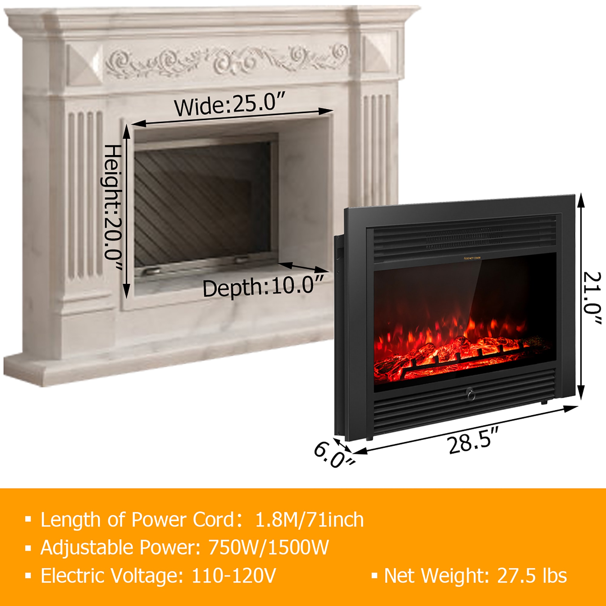 Goplus HW51075 Electric-Fireplace-Fireboxes - View #2