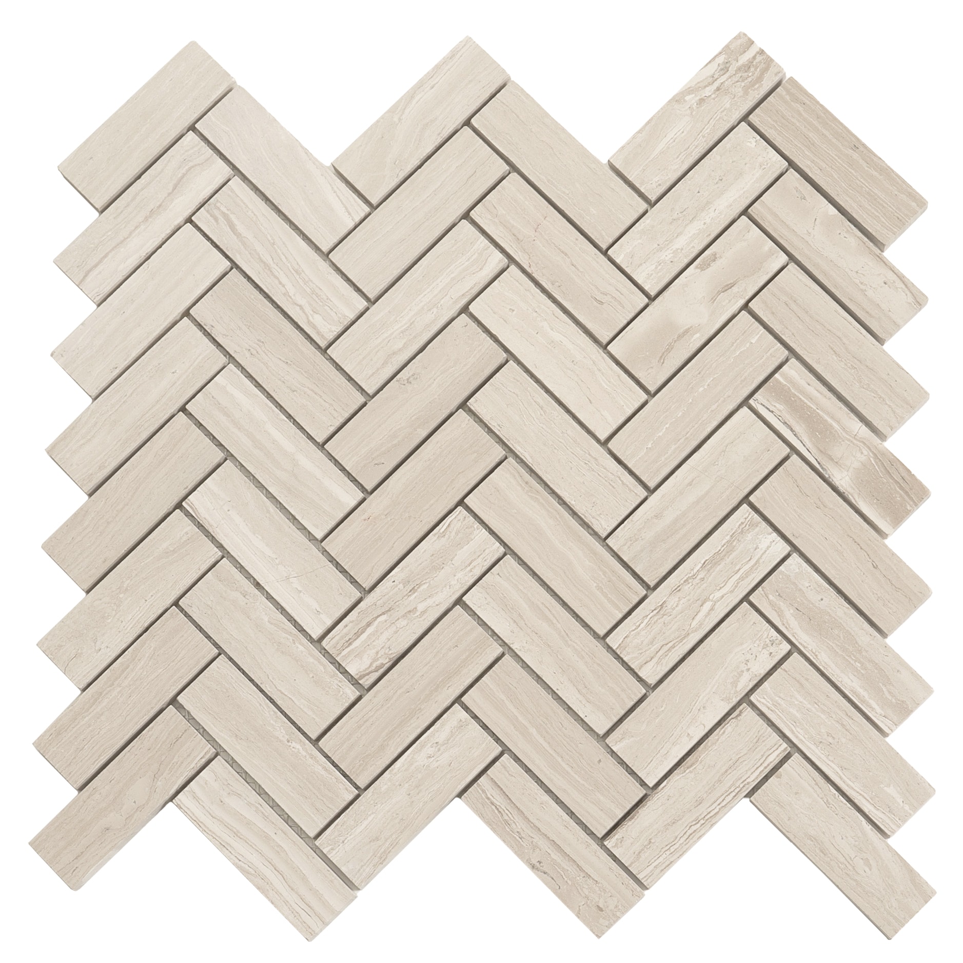 Apollo Tile APLSV88H08A Desert Hills Wooden Gray 12-in x 13-in Polished Natural stone Patterned Herringbone Mosaic Floor and Wall Tile ( 5.28-sq ft Carton )