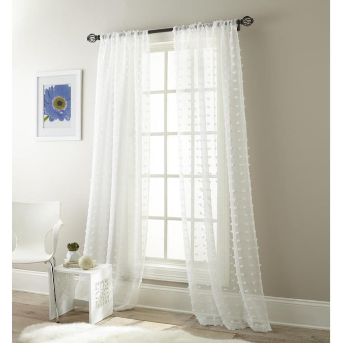 Allen Roth 84 In White Polyester, White Curtain Panels