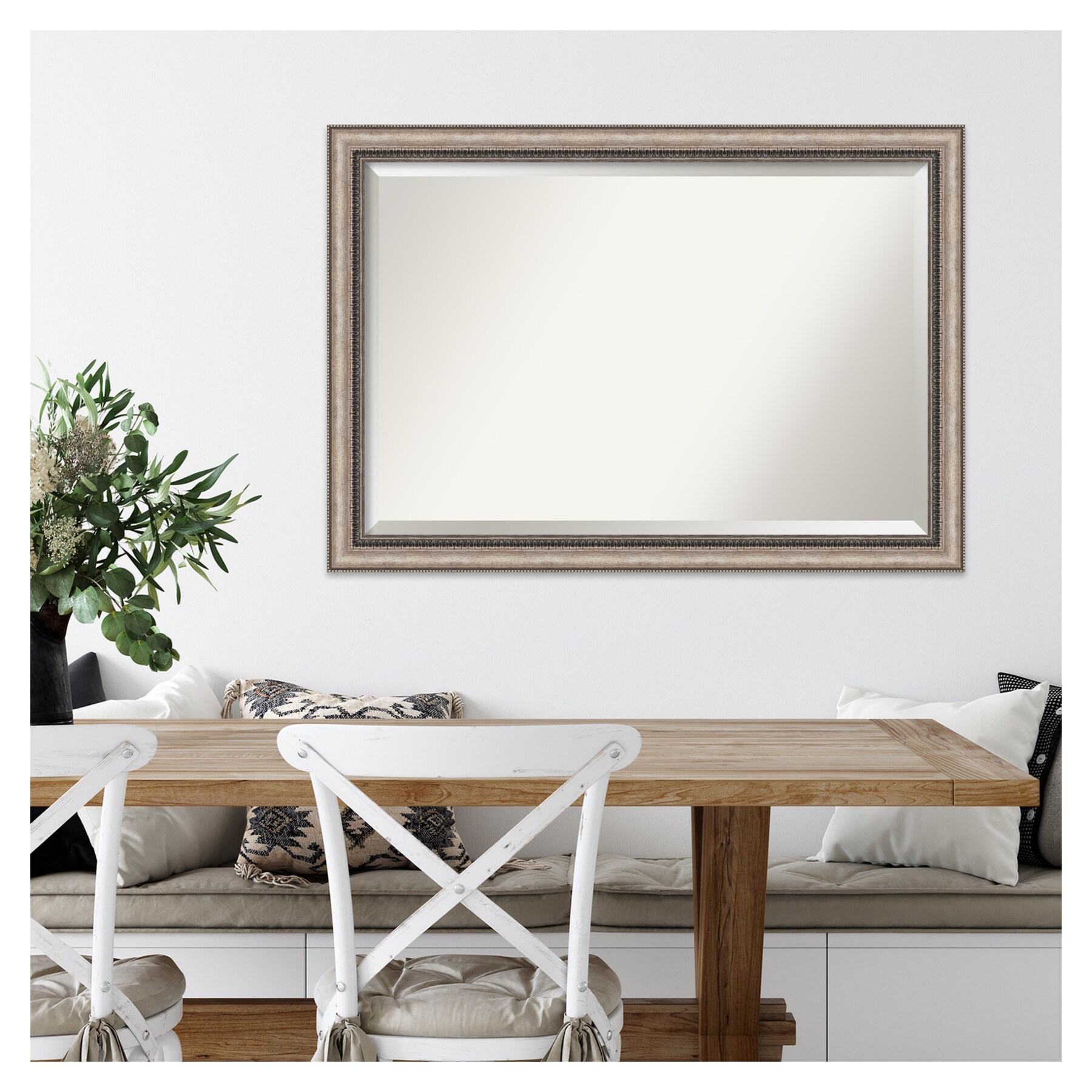 Lyla Ornate Silver and Bronze 40"x28" Traditional Wall Mirror