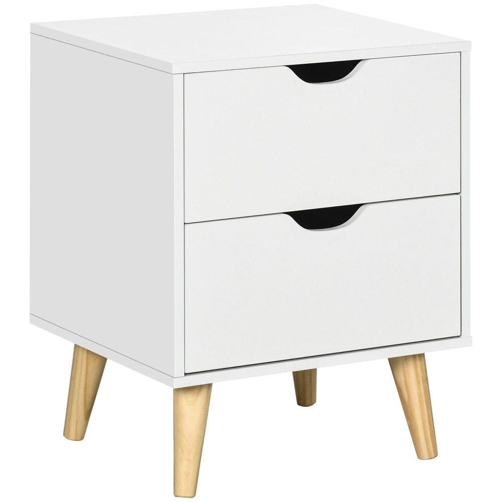 Beedesign Modern Bedside Table with 2 Drawers and Pine Wood Legs ...