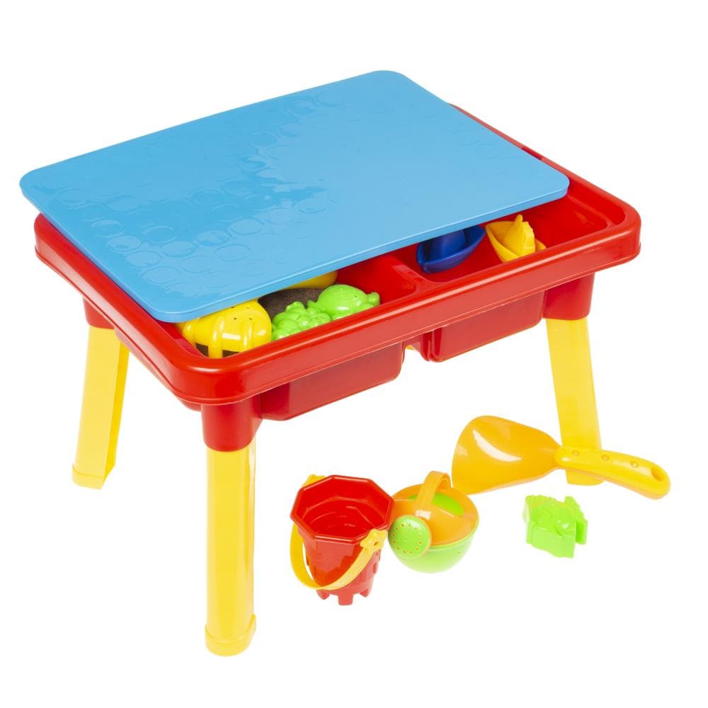 Toy Time Water or Sand Sensory Table with Lid and Toys - Portable