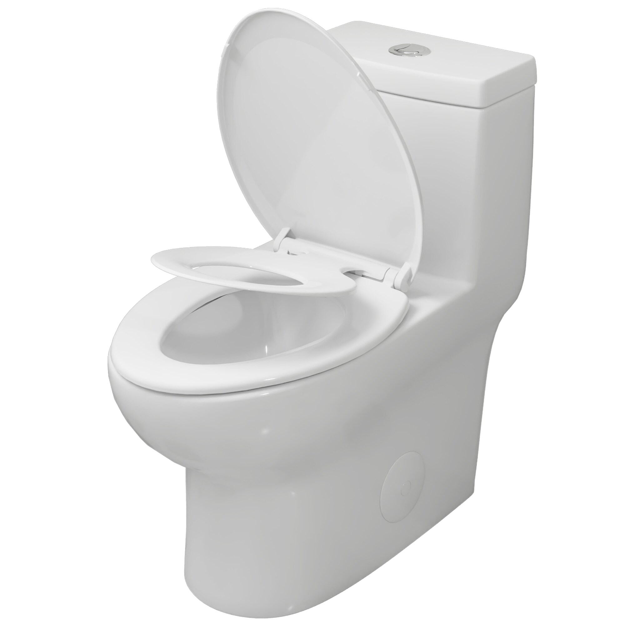 Elongated White Ceramic Dual Flush Macerating Toilet with Potty Training Seat