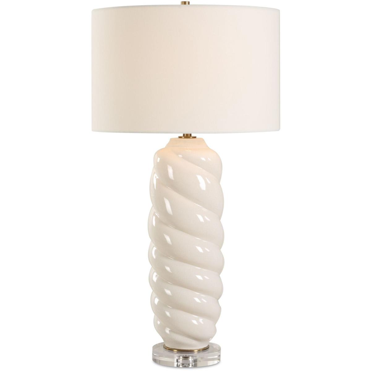 Uttermost 2935144 30573 Anneli Table Lamp White Ceramic and Crystal with Antique Brass