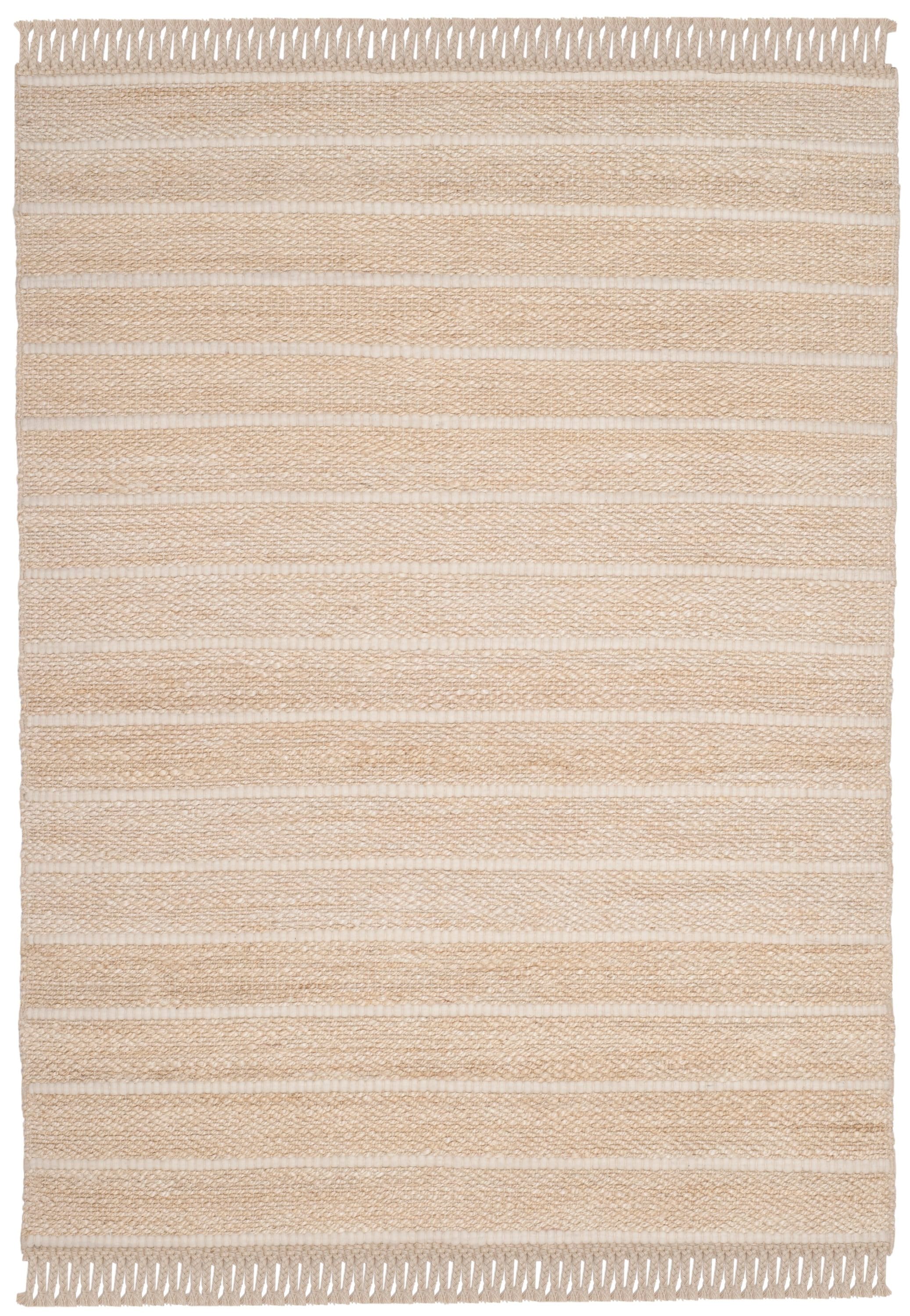Safavieh NF550B-5 Natural Fiber Maldives 5 x 8 (ft) Synthetic Ivory/Ivory Rectangular Indoor Stripe Coastal Area rug