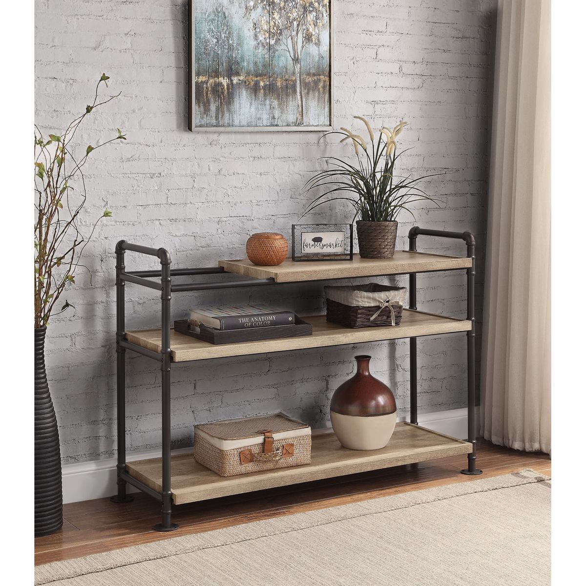 JASMODER AC00756 Oak Metal 16.00-Inches W x 32.00-Inches H x 48.00-Inches D )