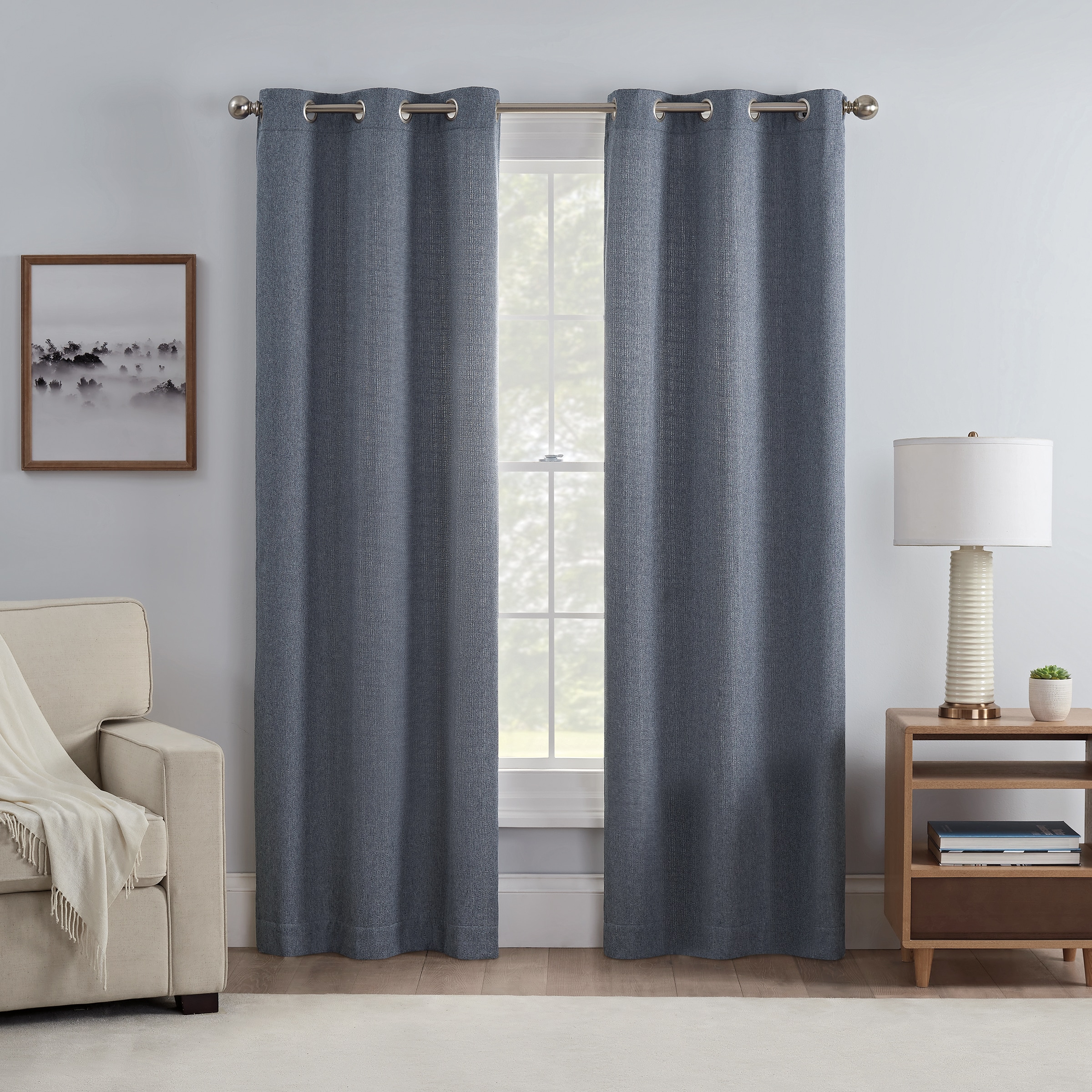 Eclipse 22716800865 63-in Denim Blackout Standard Lined Grommet Curtain Panel Pair