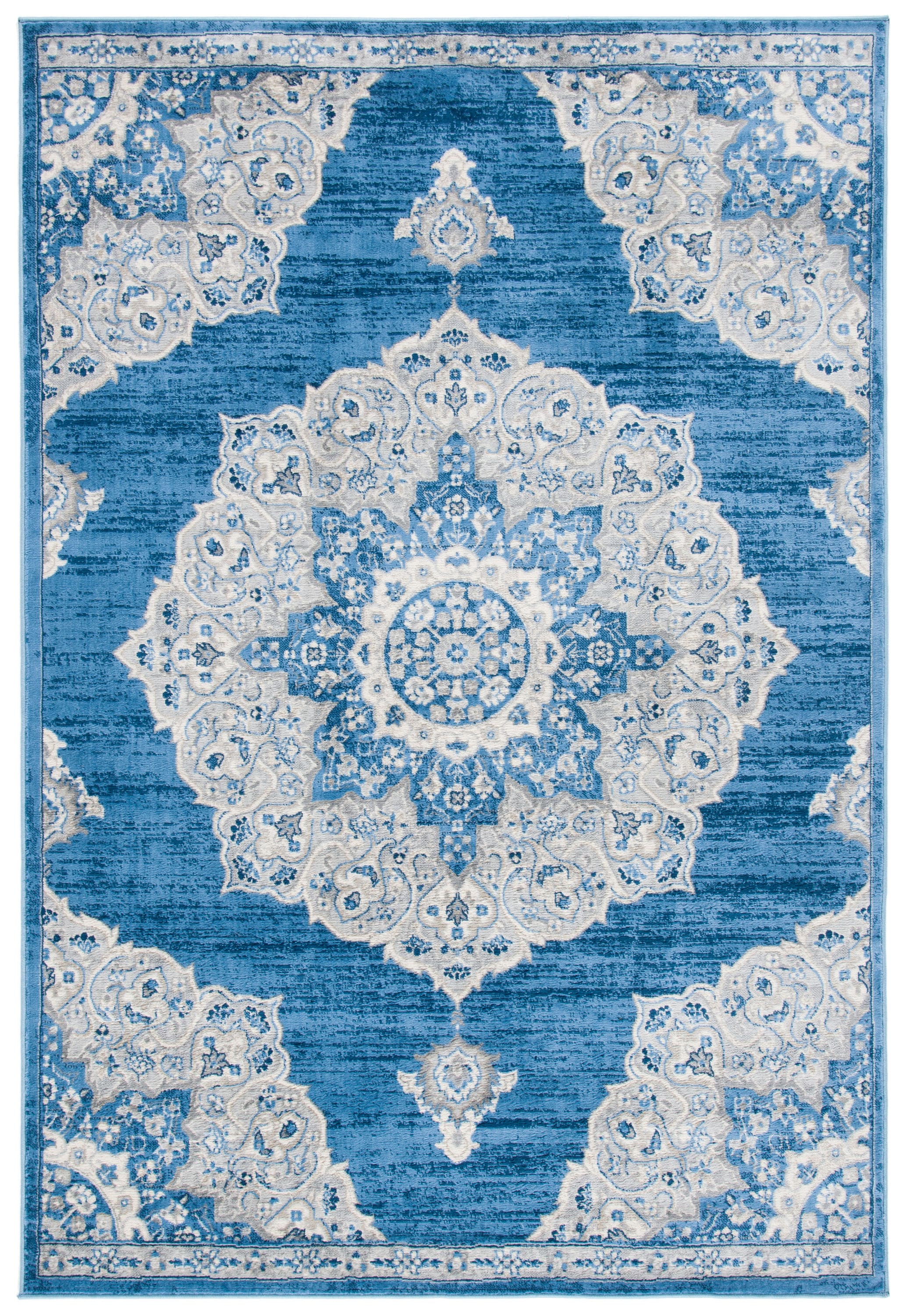 Safavieh BNT802M-6 Brentwood Coral 6 x 9 (ft) Loomed Polypropylene Blue/Gray Rectangular Indoor Distressed/Overdyed Vintage Area rug