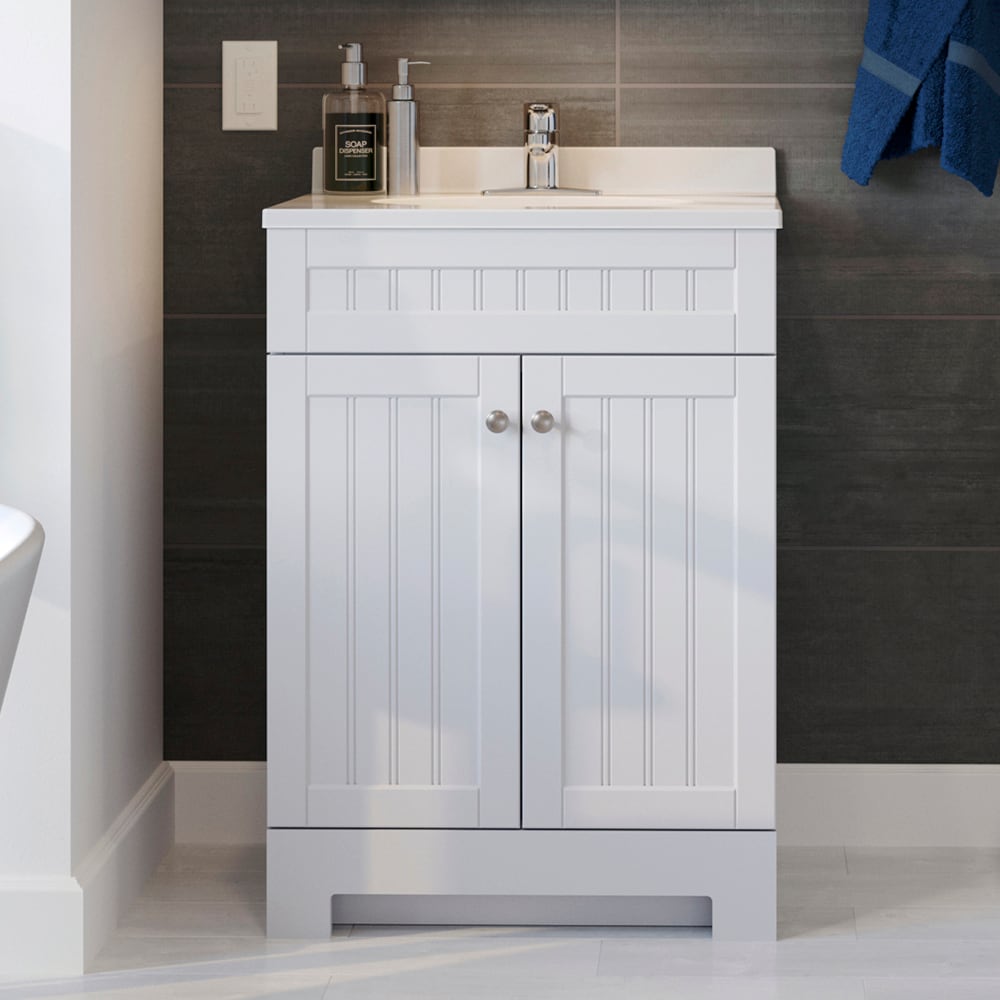 Style Selections Ellenbee 24 In White Single Sink Bathroom Vanity With Cultured Marble Top The Vanities Tops Department At Com - Rona Bathroom Vanities 24 Inch