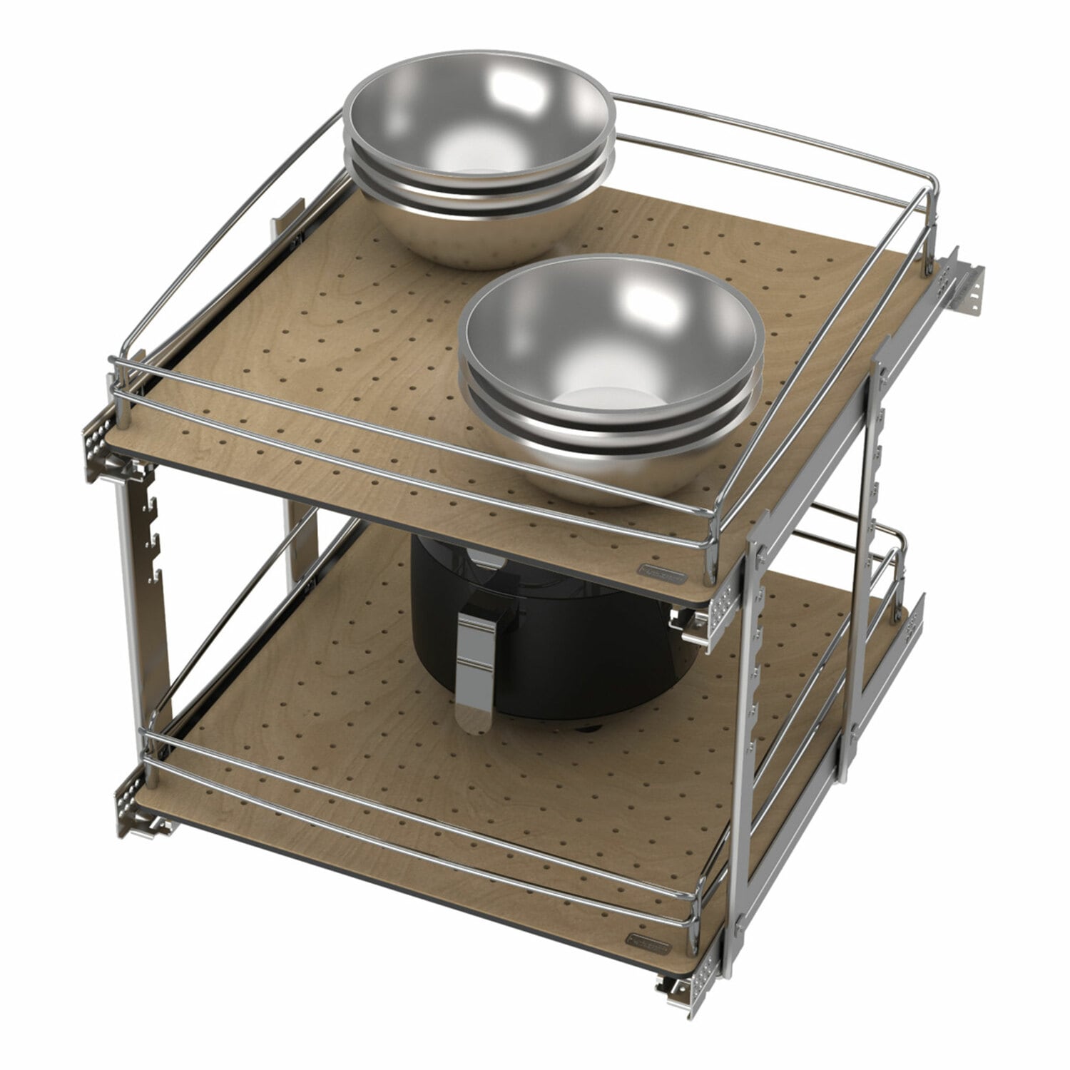 Rev-A-Shelf 397700 20.61-Inches W x 16.63-Inches H x 21.75-Inches D 2 -Tier Cabinet-mount Silver Stainless steel Soft Close Pull-out Bakeware organizer