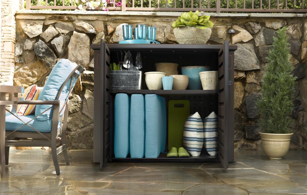 Rubbermaid Outdoor Cabinet Storage Patio Series 1889849 Dark Teak  Weatherproof 71691479987