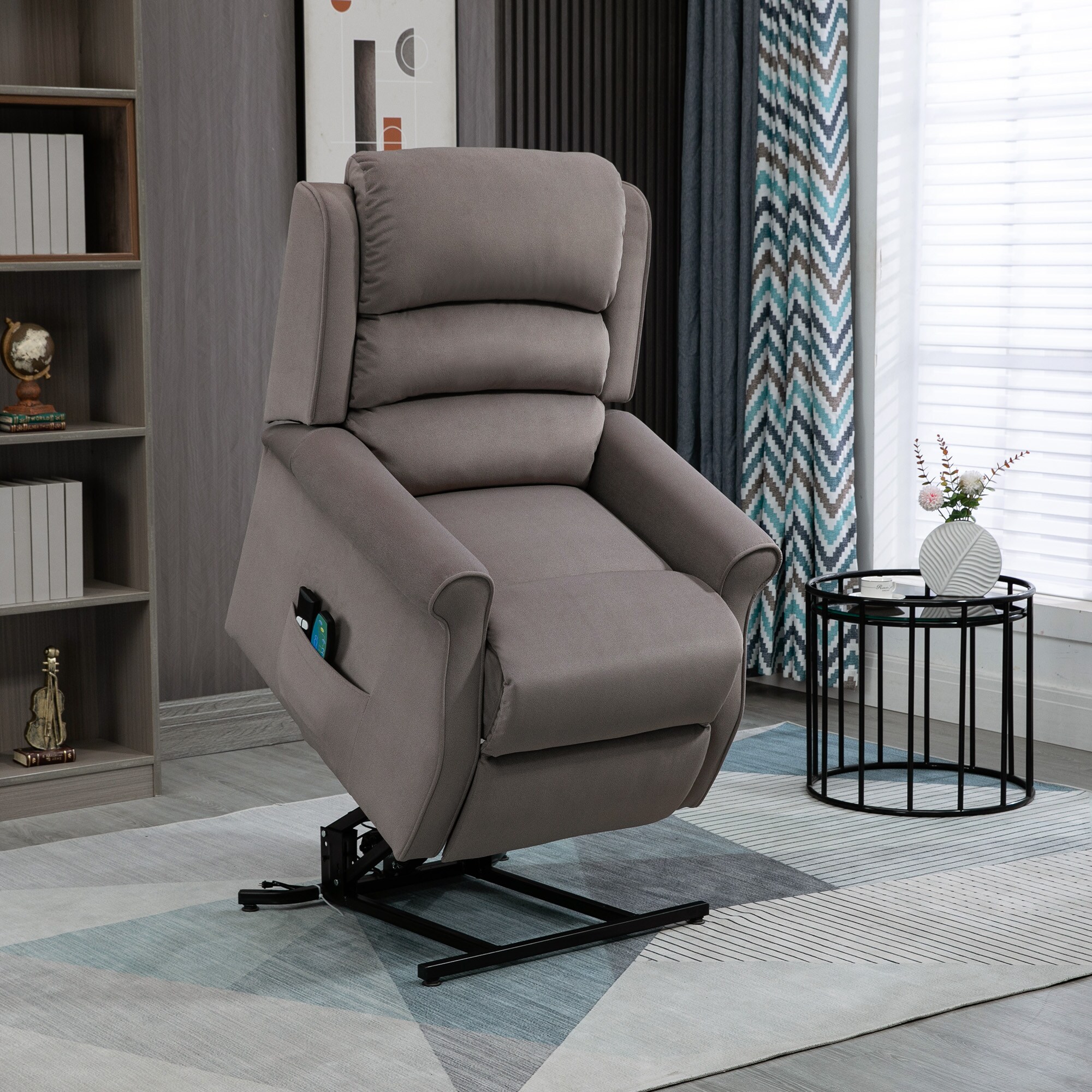 Clihome Recliner Dark Gray Microfiber Upholstered Powered Reclining ...