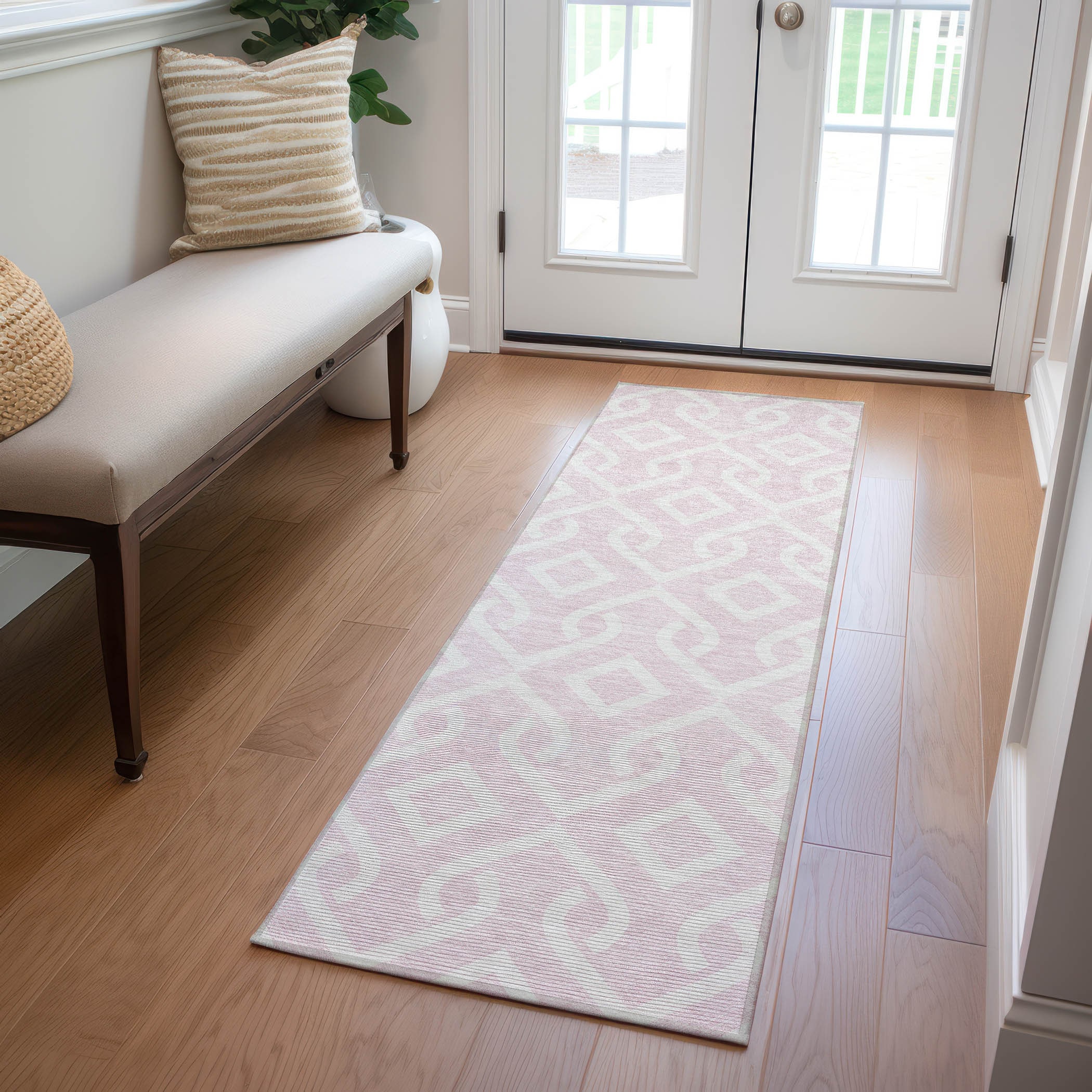 Addison Rugs ACN621PI2X8 Chantille ACN621PI 2 x 7 (ft) Polyester Pink Rectangular Indoor/Outdoor Geometric Machine washable Runner rug