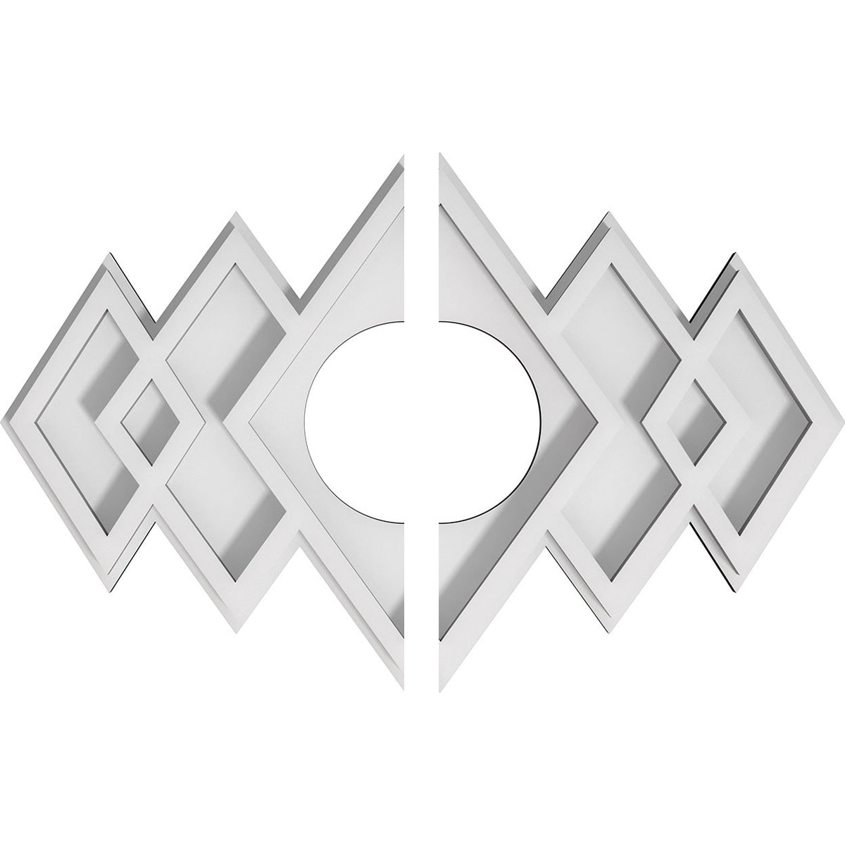 Ekena Millwork CMP12X8ZE2-03000 Zoe 12-in W x 8-in L Contemporary White PVC Split Ceiling Medallion