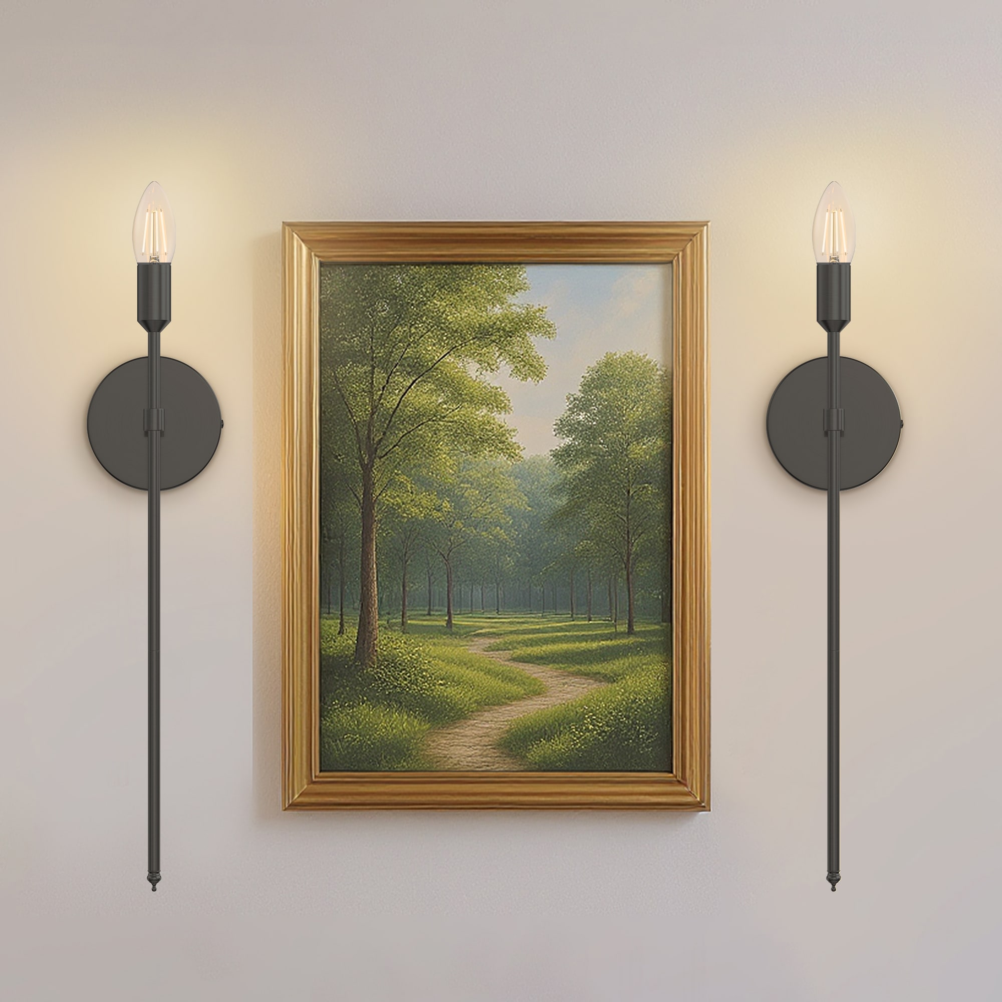 DORESshop 23 in 2 Pack Black Rechargeable Wall Sconce with Remote and Touch Control Dimmable Timer 8000mAh for Bedroom Hallway or Living Room E12 Bulbs Include