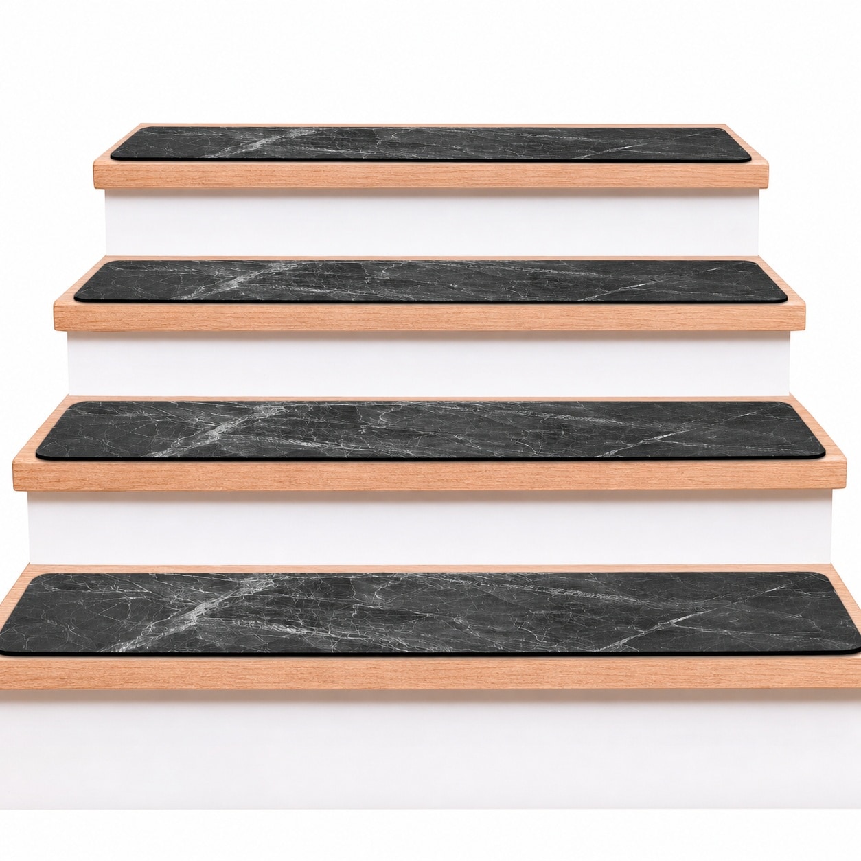 Aoibox  Non Slip Rubber Backed Stair Treads for Indoor Wooden Steps 30 x 8 in Black Marble Pattern 15 Pack