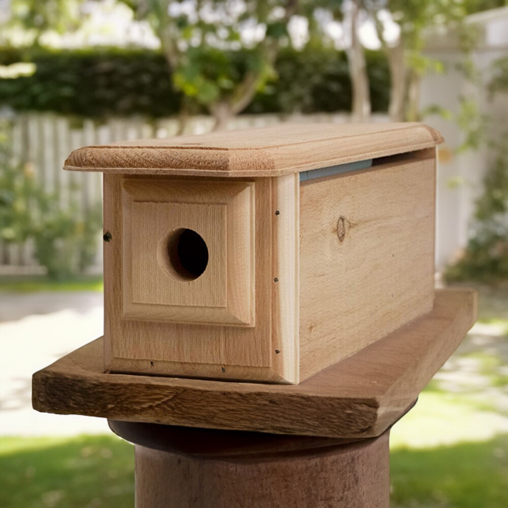 Coveside Conservation COV-10050 6.75-Inches H Natural Wood Chickadees Bird house accessories Predator Proof Bird House
