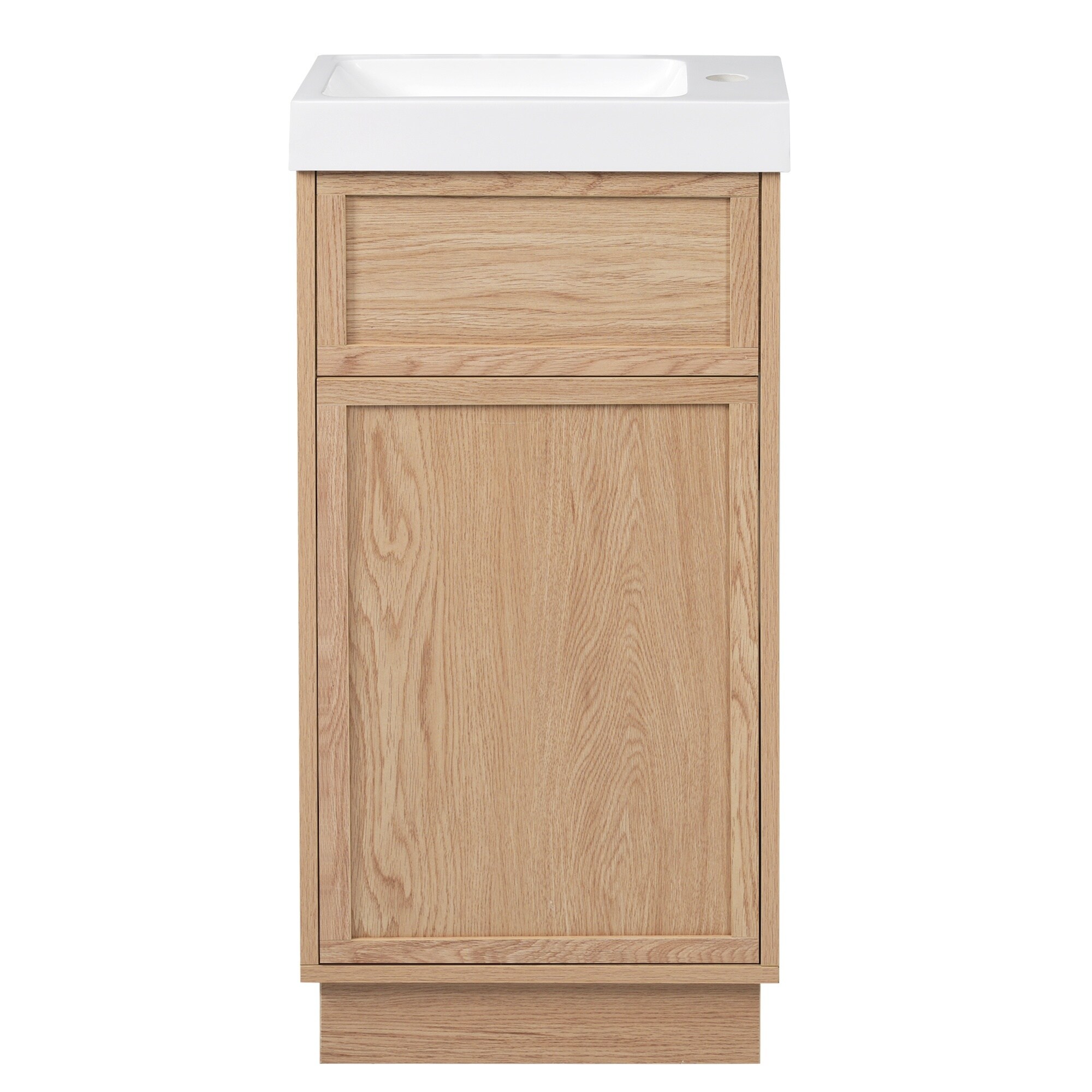 LIVACA 16 inch Wood Bathroom Vanity with MDF Cabinet and Reversible Resin Sink with Push-to-Open Door
