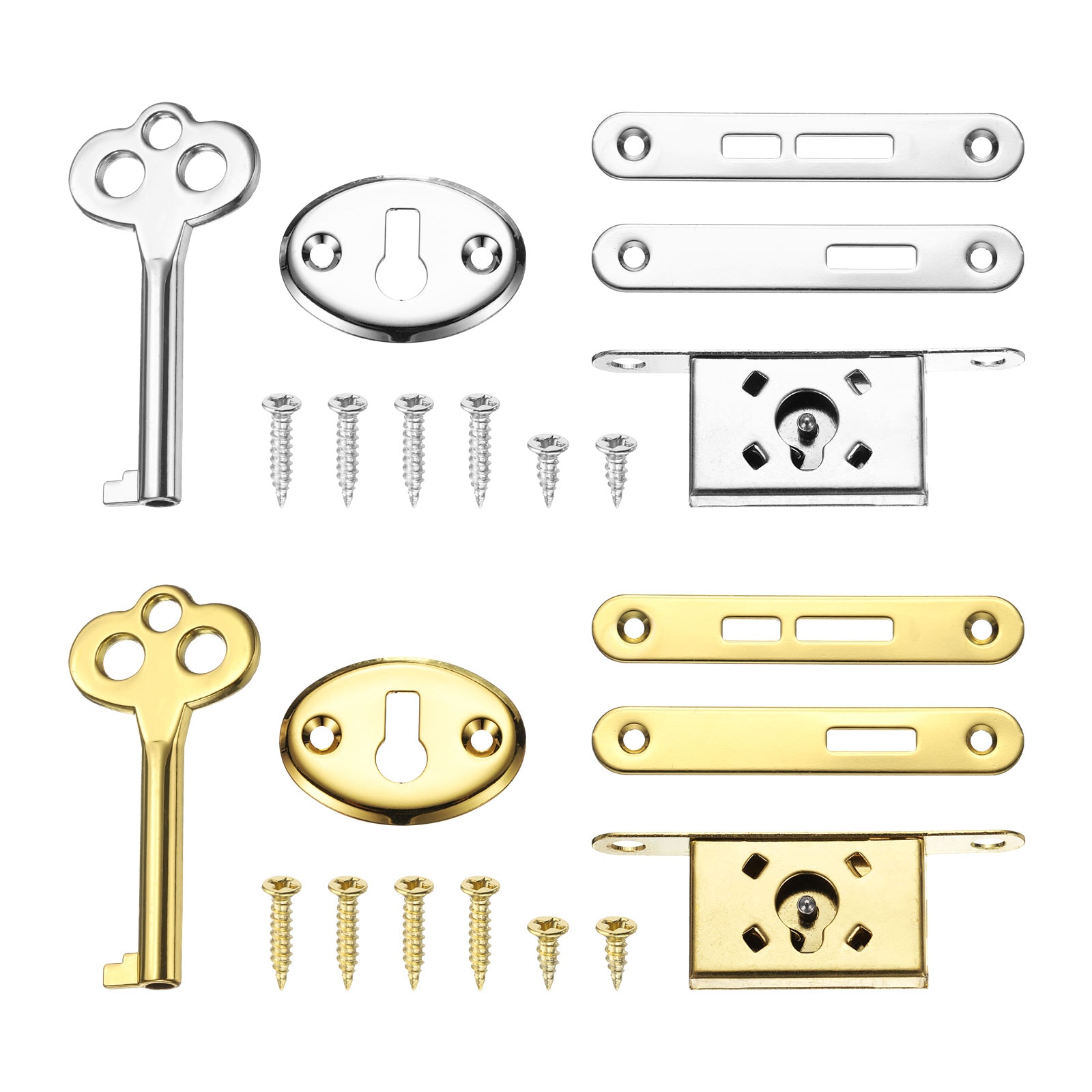 Unique Bargains Vintage Full Mortise Mini Locks with Key Set of 2 Zinc Alloy Mini Lock Jewelry Box Lock Replacement Box Lock for Cedar Box Wine Box and Cabinet Silver #S25093000UX7217