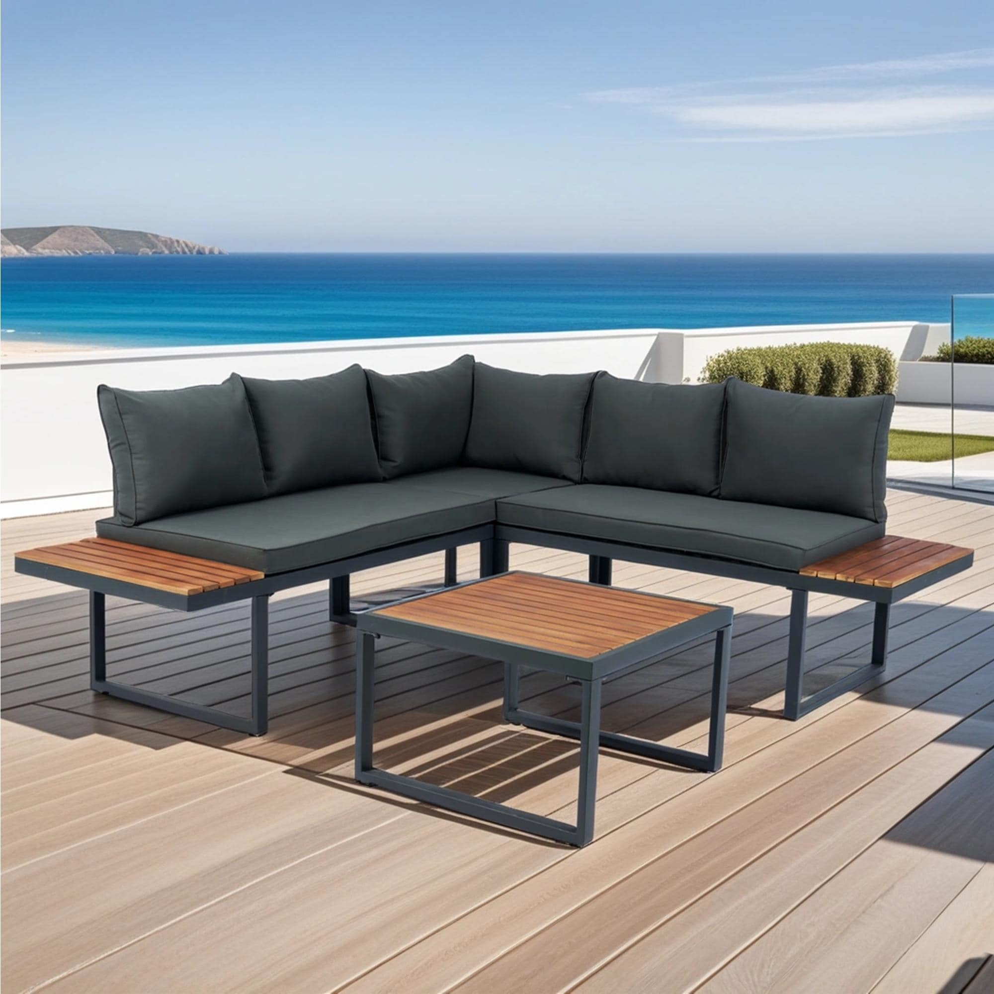 Bayfeve BFEF-31-PCS 4 -Piece Patio Conversation Set with Gray Cushions