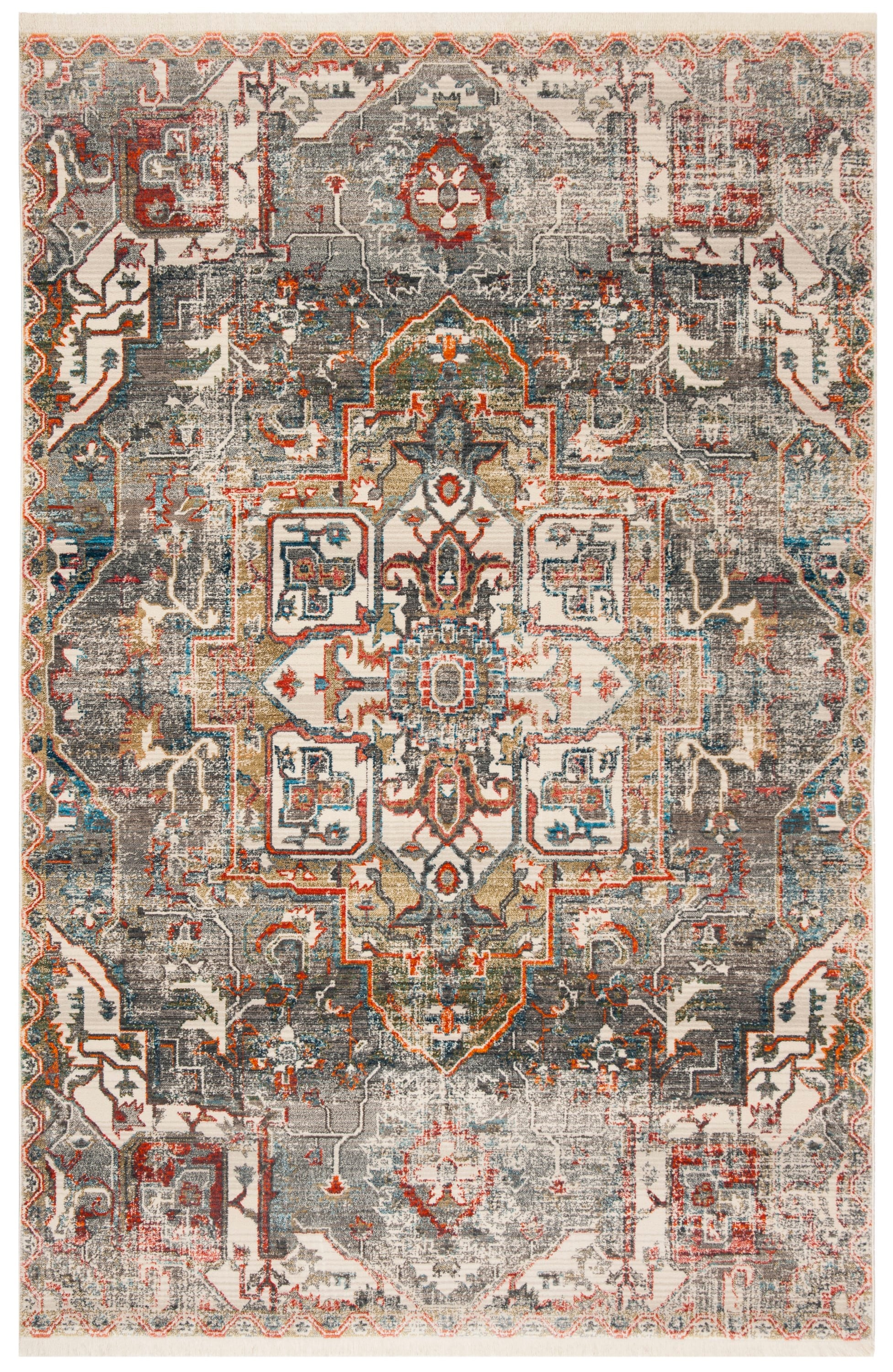 Reversible Easy Care Gray Synthetic 5' x 7' Area Rug