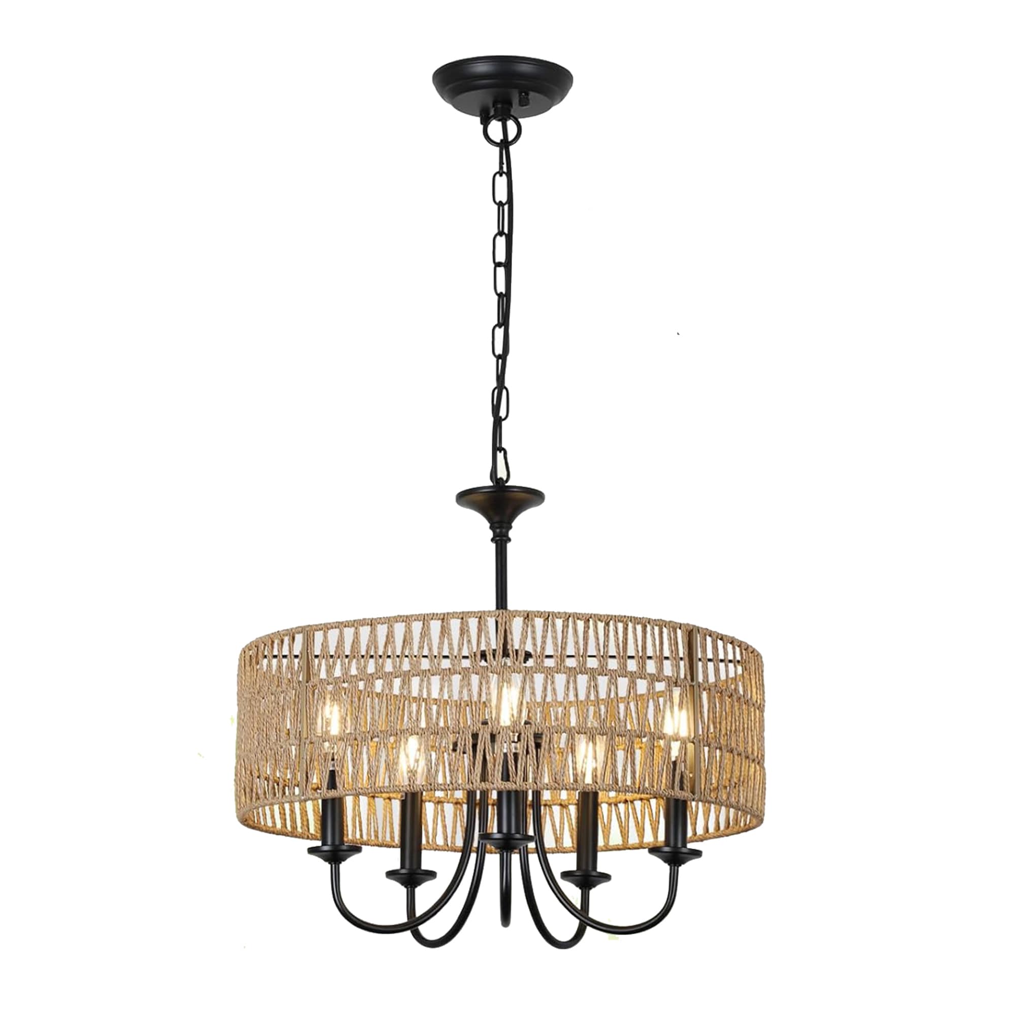 SINOFURN SYA760171SL 5 -Light Brown Farmhouse Bare bulb For Use in Bedrooms, Dining Rooms, Foyers, Kitchens, Living Rooms Chandelier
