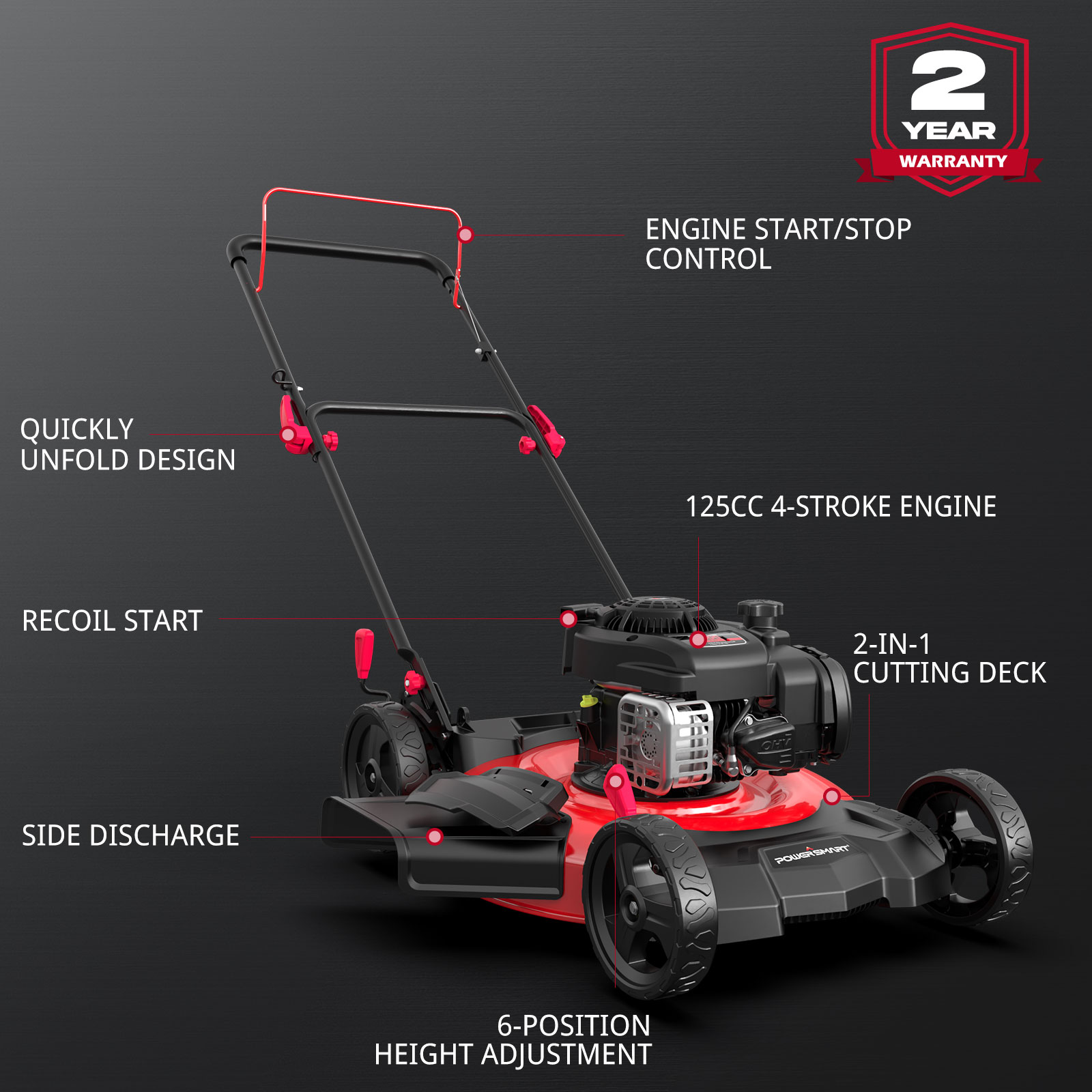 PowerSmart B8621C Gas-Walk-Behind-Mowers - View #2