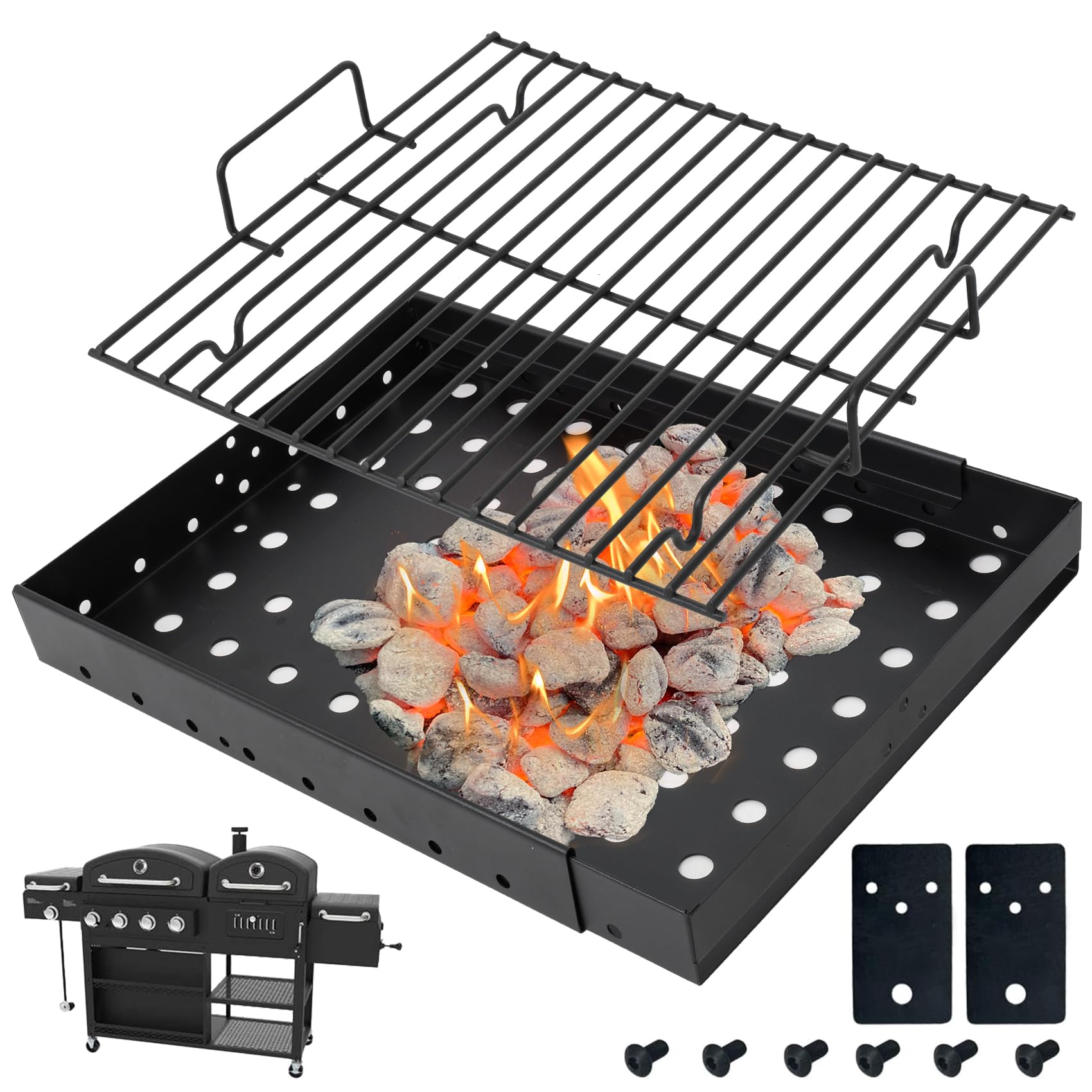 ITOPFOX -  Stretchable Charcoal Tray for Chargriller 2190 HC4518L 6500 6800 Grill Replacement Par...