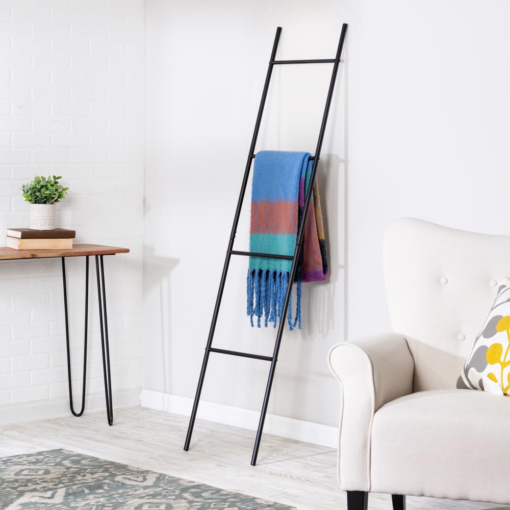 Honey-Can-Do Black Steel Leaning Blanket Ladder Rack - 69-in Height, 4 ...