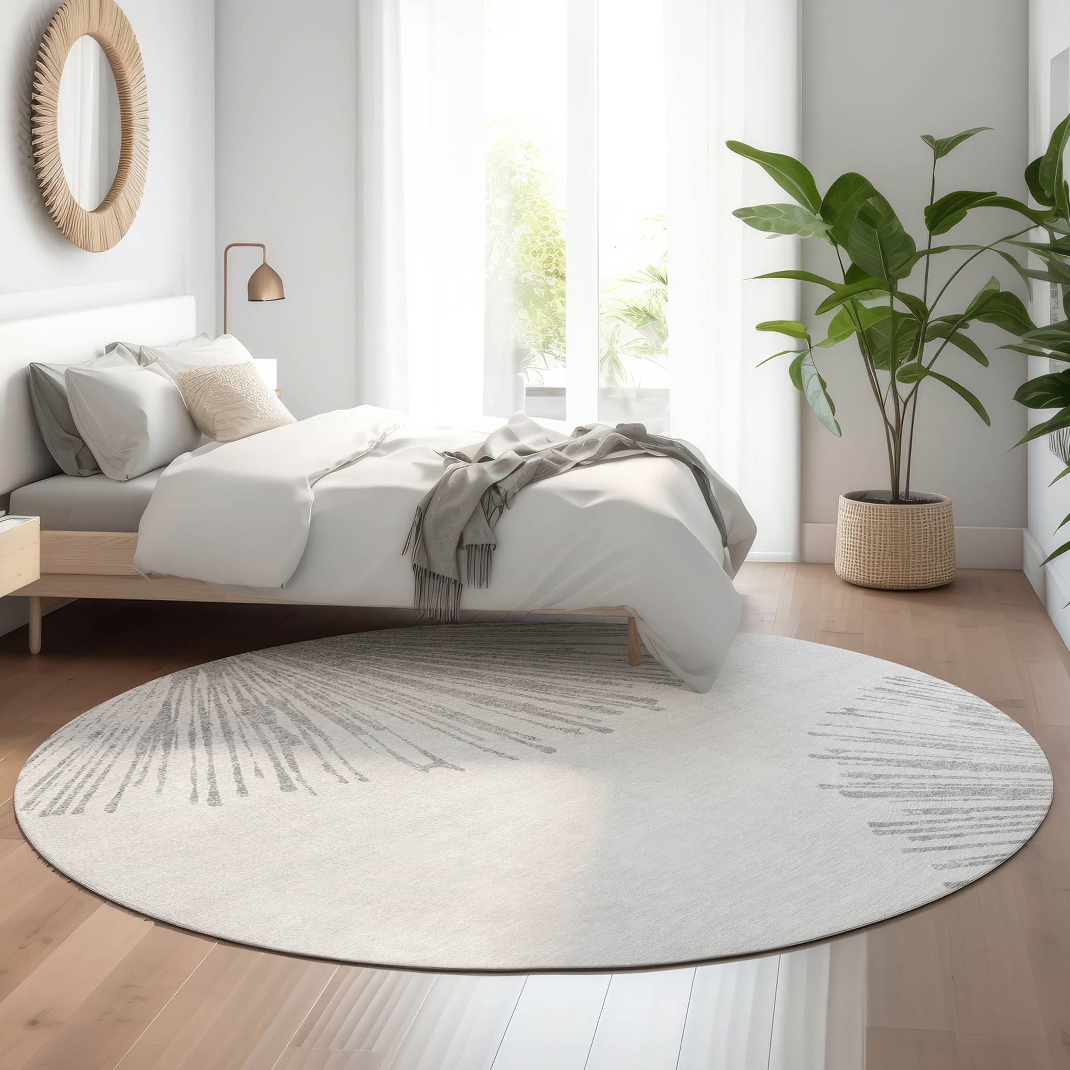 Addison Rugs AMF642GY8RO Mayfield AMF642GY 8 x 8 (ft) Loomed Polyester Gray Round Indoor Geometric Machine washable Area rug