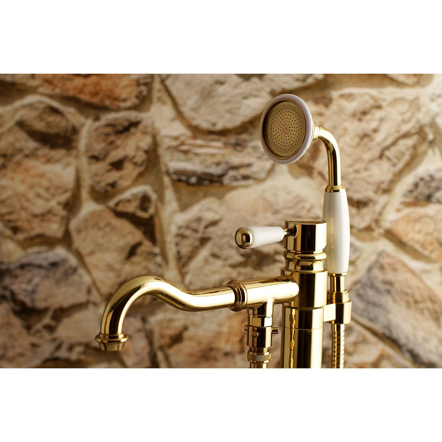 Kingston Brass WLKS7132DPL Paris Polished brass 1-handle Freestanding Low-arc Bathtub Faucet with Hand Shower ( Valve Included )