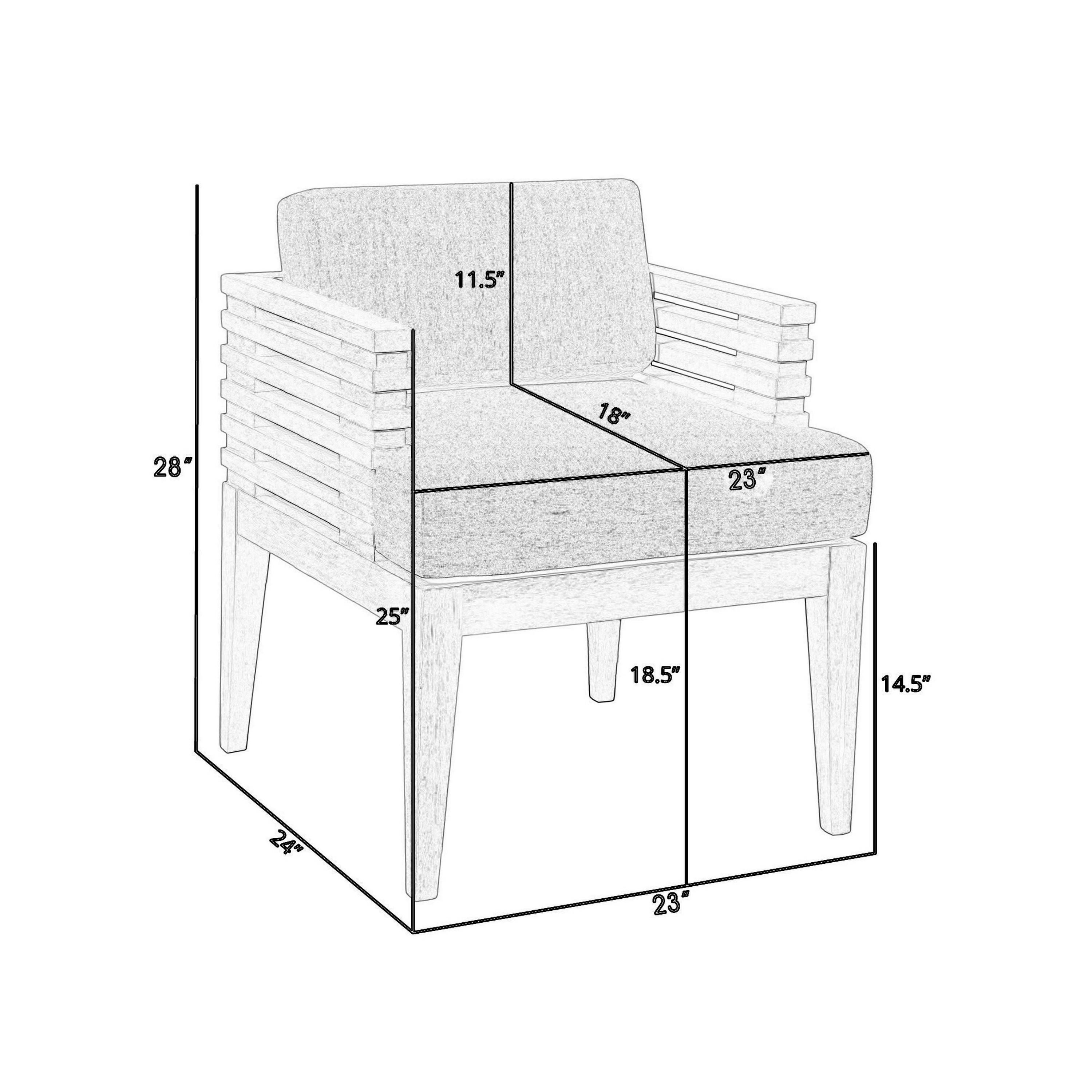 Gray Eucalyptus Wood Outdoor Dining Arm Chair with Cushions