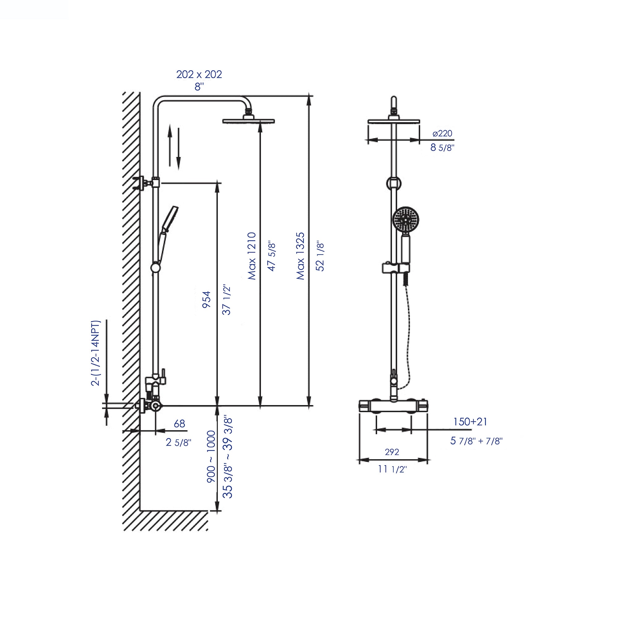 ALFI AB2867-BN Showerhead-Bar-Panels - View #8