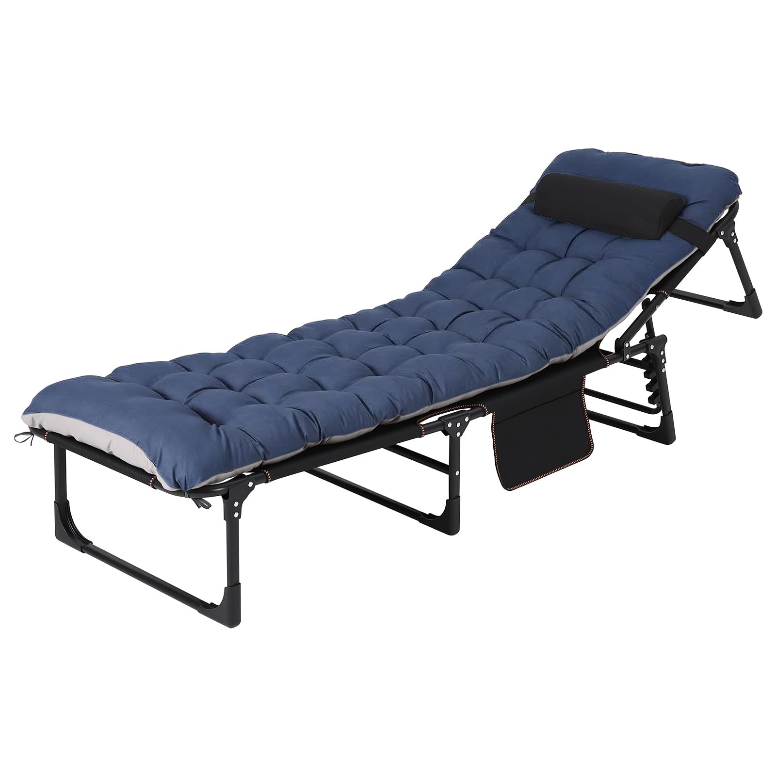 Garvee 75 IN Portable Camping Cot for Adults with Headrest Thick Removable Mattress 400 Lbs Capacity Folding Sleeping Cot with Carry Bag Double Layer Oxford Camping Bed for Tent Camping Travel Blue