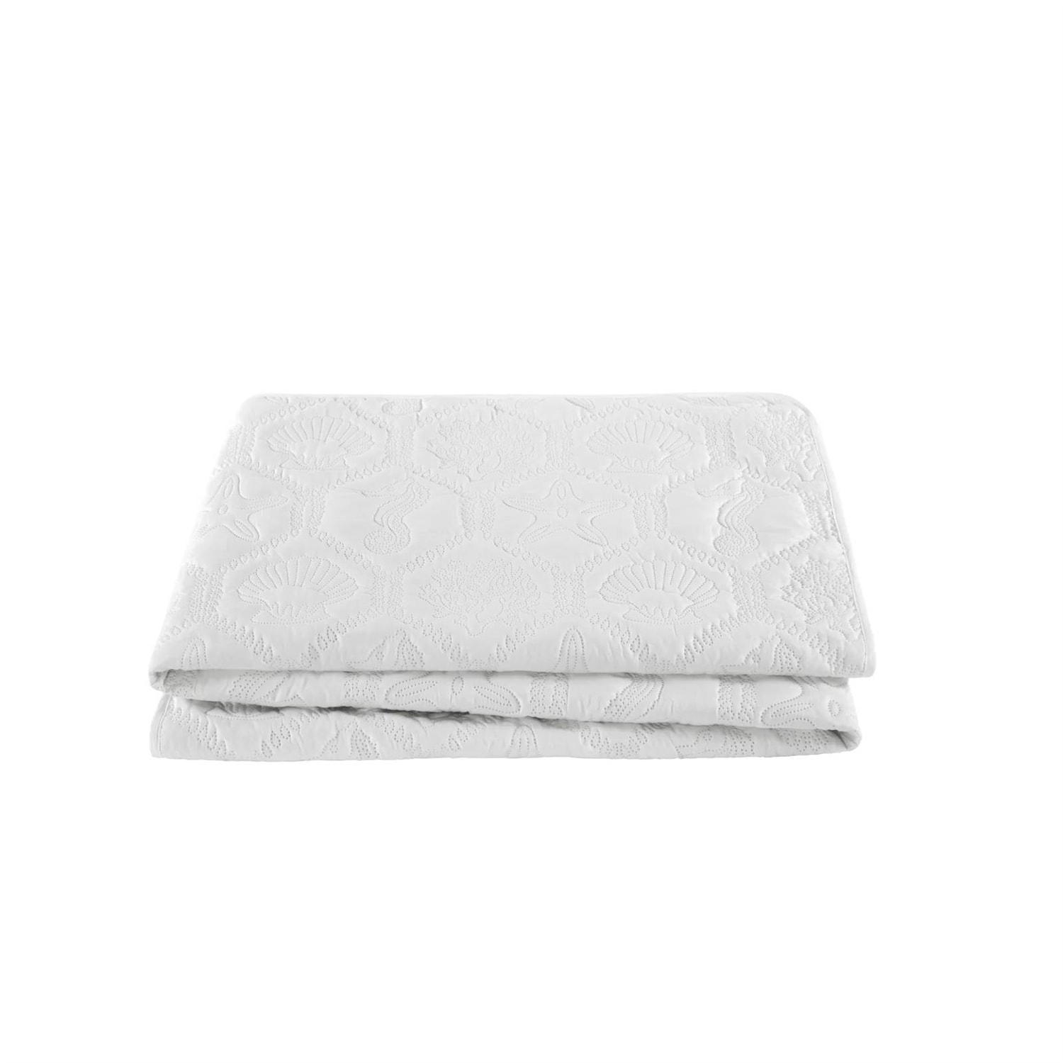 Slickblue D-FR-867 Coastal Beach Style 3-Piece-White King/Queen Polyester Quilt Set – Textured Sea Life Design - Machine Washable