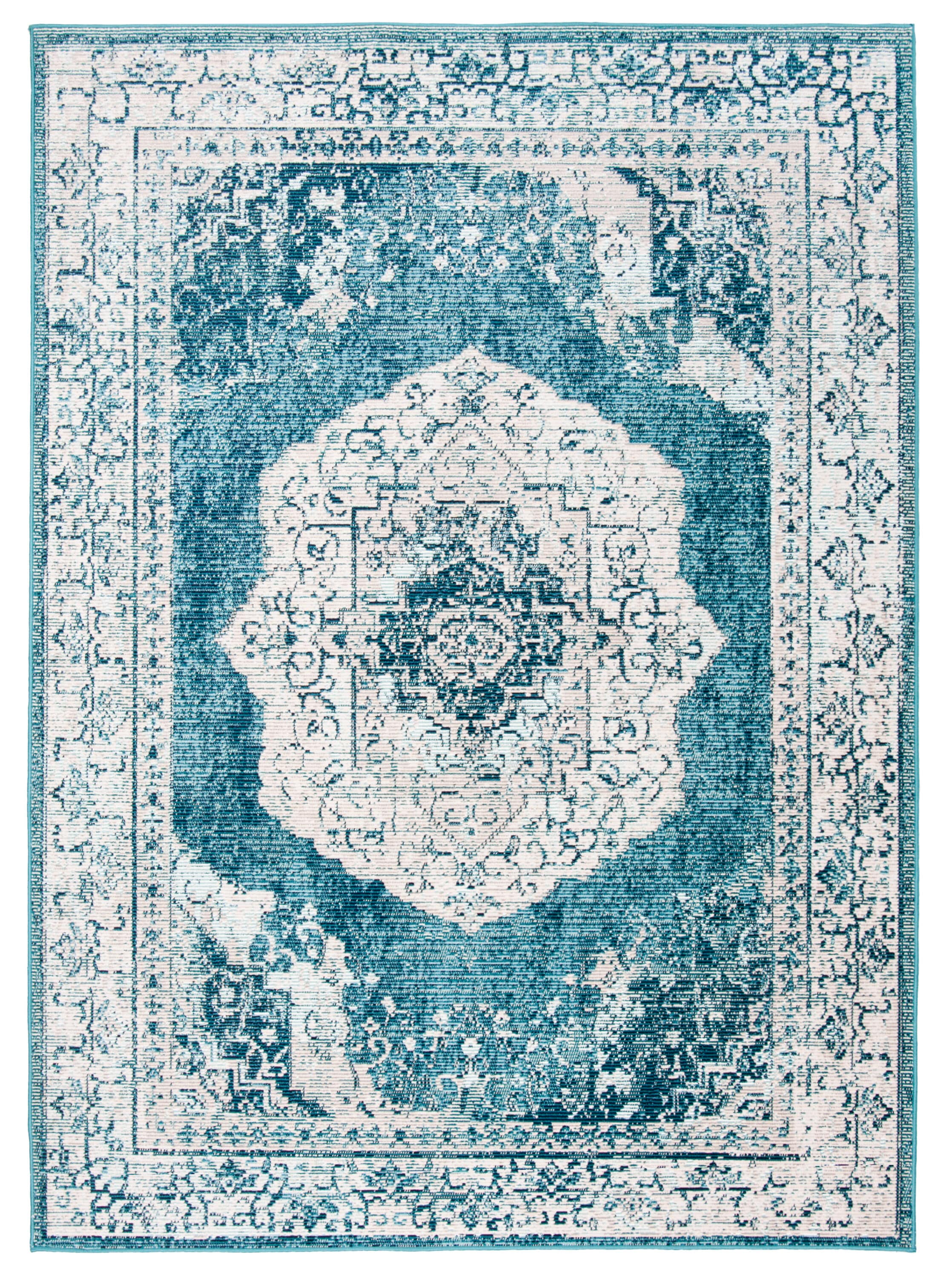 Safavieh CRS519B-4 Crystal Ashbury 4 x 6 (ft) Loomed Polypropylene Beige/Dark Teal Rectangular Indoor Distressed/Overdyed Vintage Area rug