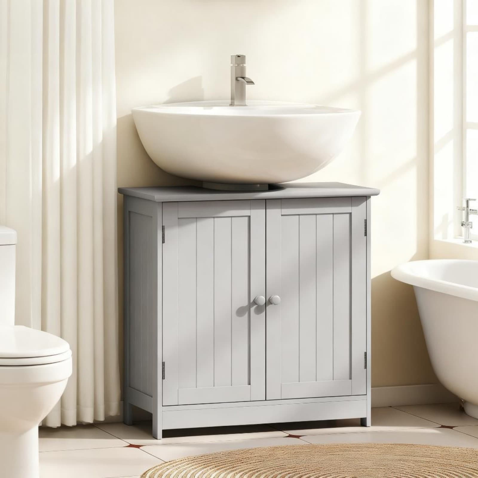 GlasFlength - 23.5-Inch Bathroom Vanity Cabinet Under Sink Bathroom Cabinet with 2 Doors Space S...