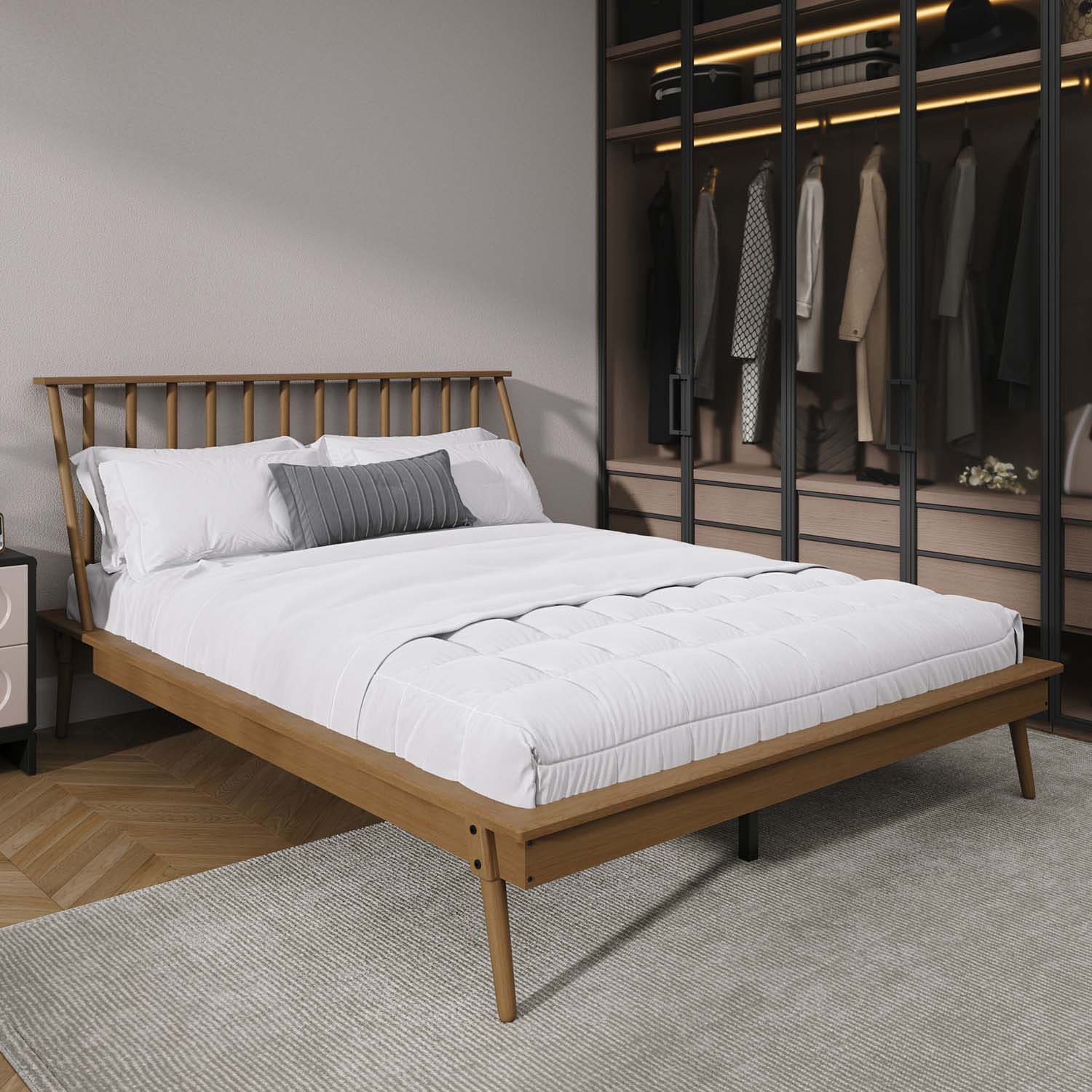 CasePiece C226QPL-LOK-WD Light Oak Queen Wood Platform Bed