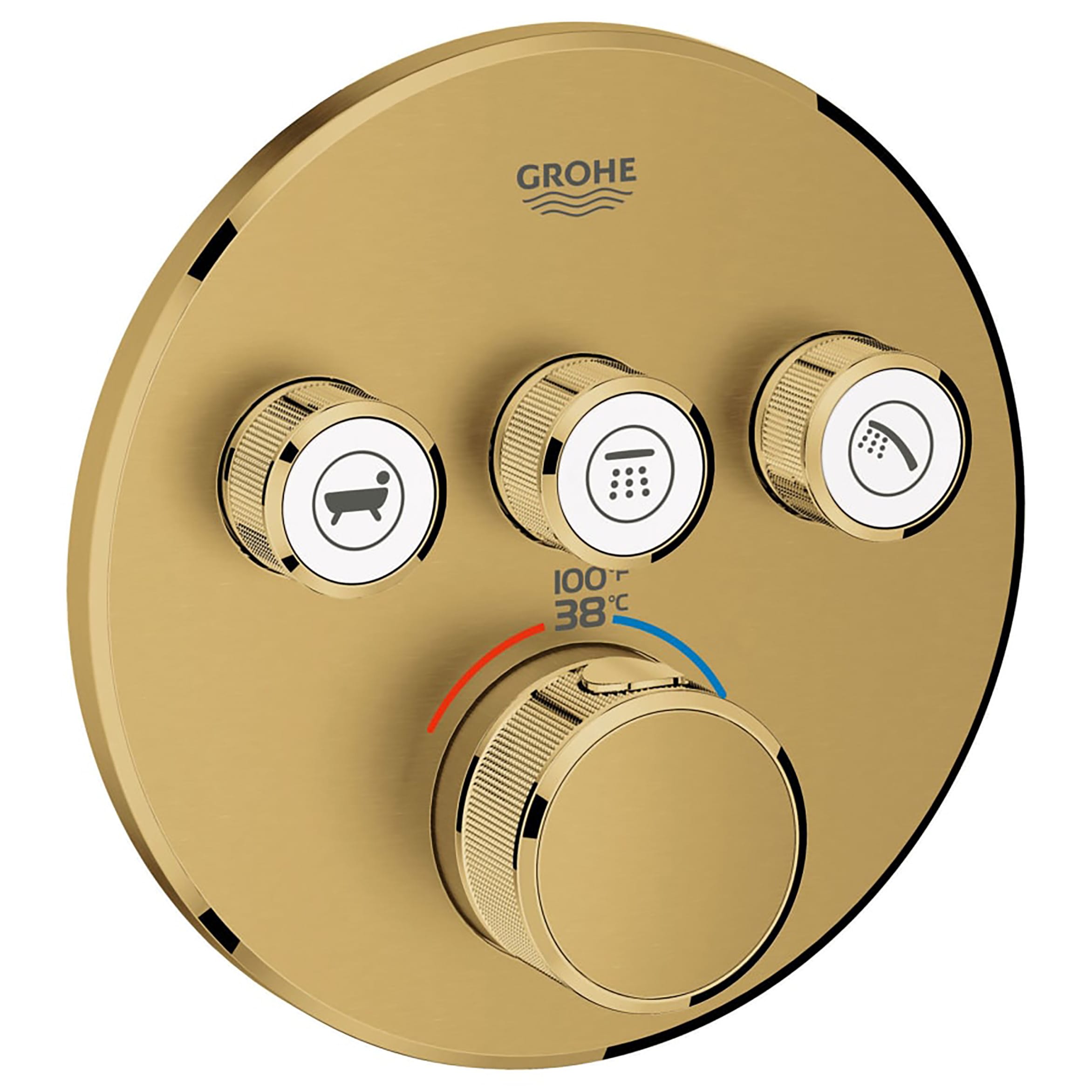 GROHE 29138GN0 Brushed Cool Sunrise 4-Handle Push-button Shower Faucet Handle